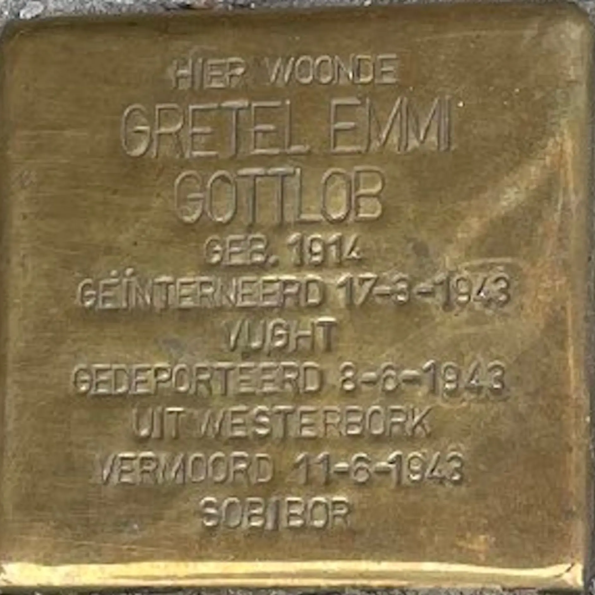 Struikelsteen voor Gretel Emmi Gottlob