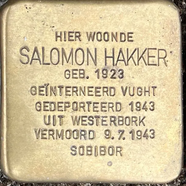 Struikelsteen voor Salomon Hakker