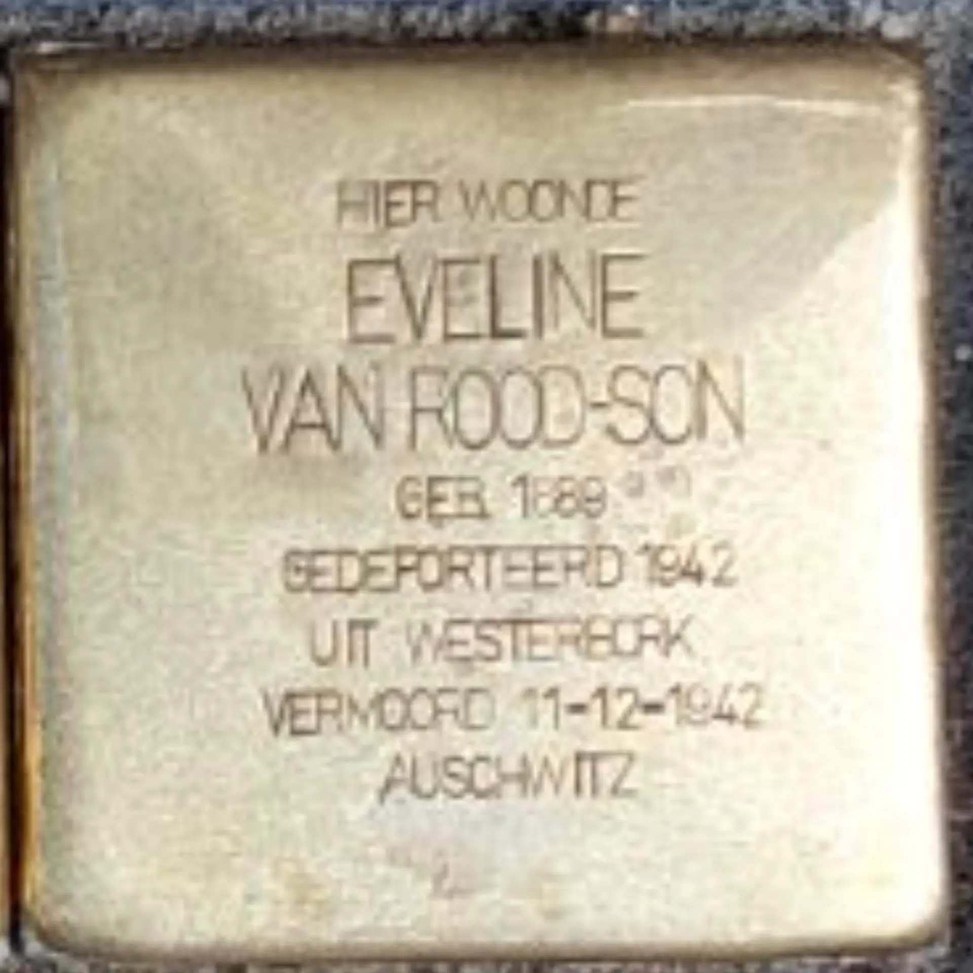 Struikelsteen voor Eveline van Rood-Son
