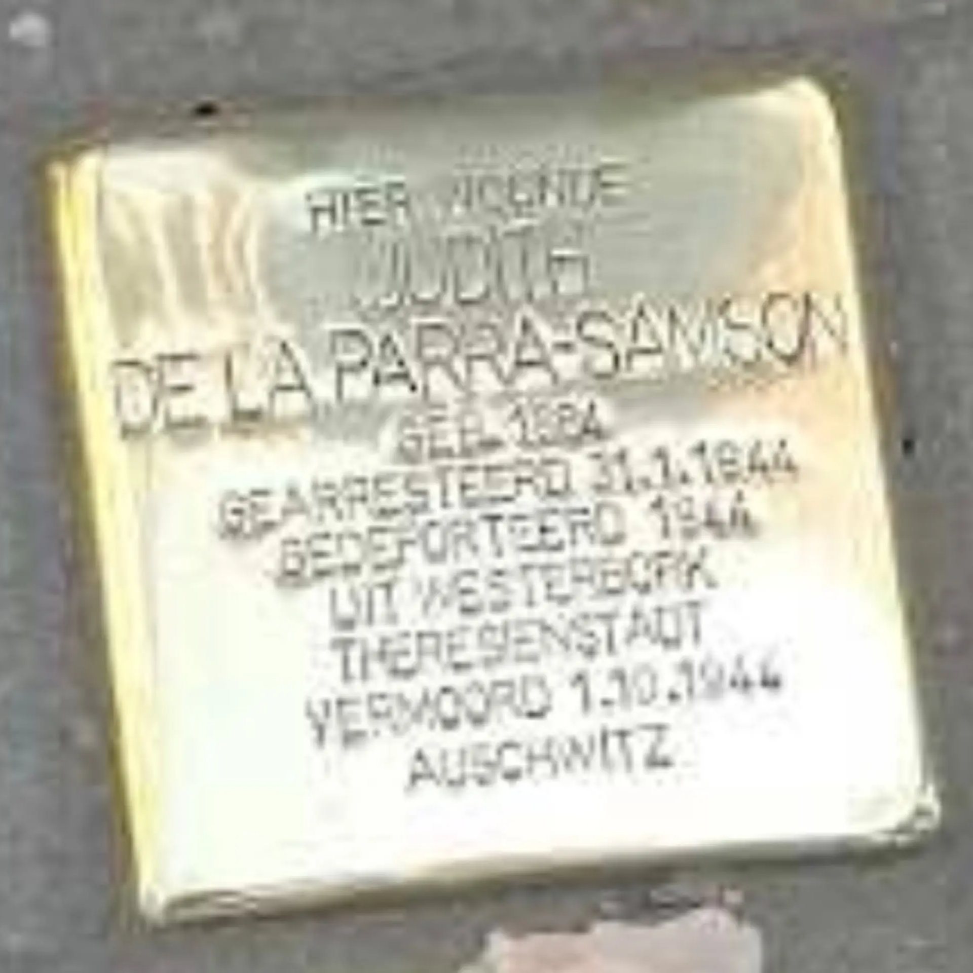 Struikelsteen voor Judith de la Parra-Samson