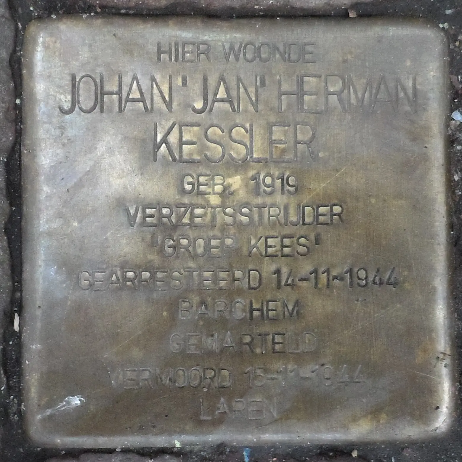 Struikelsteen voor Johan Herman Kessler