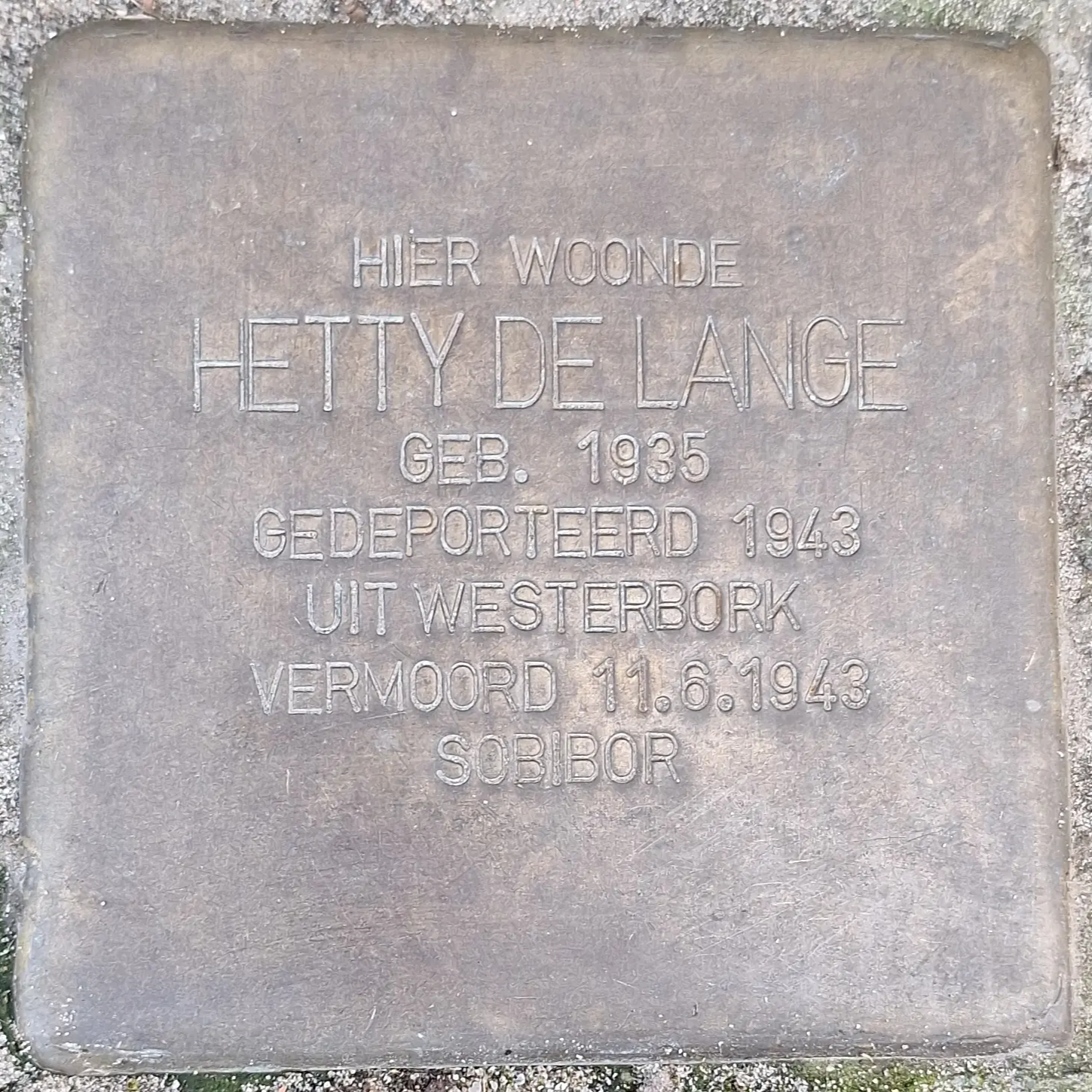 Struikelsteen voor Hetty de Lange