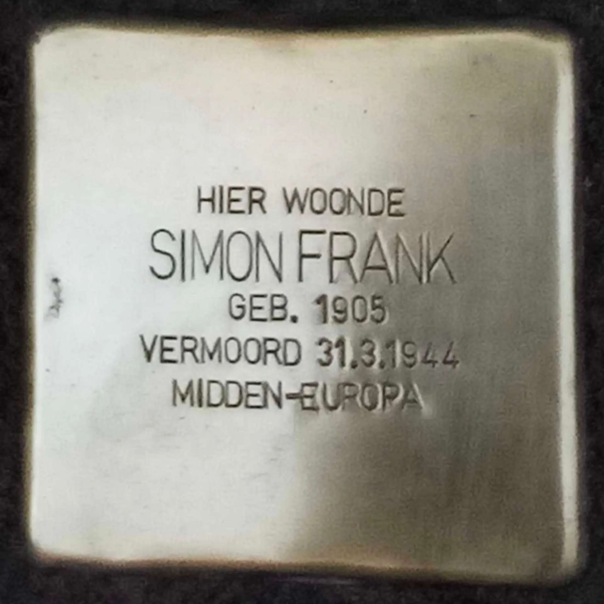 Struikelsteen voor Simon Frank