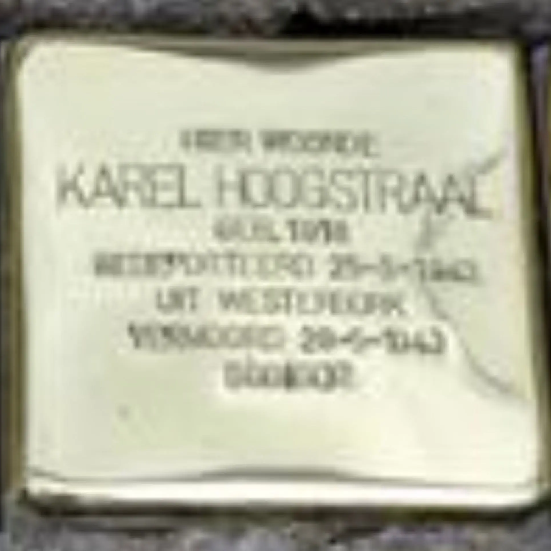 Struikelsteen voor Karel Hoogstraal