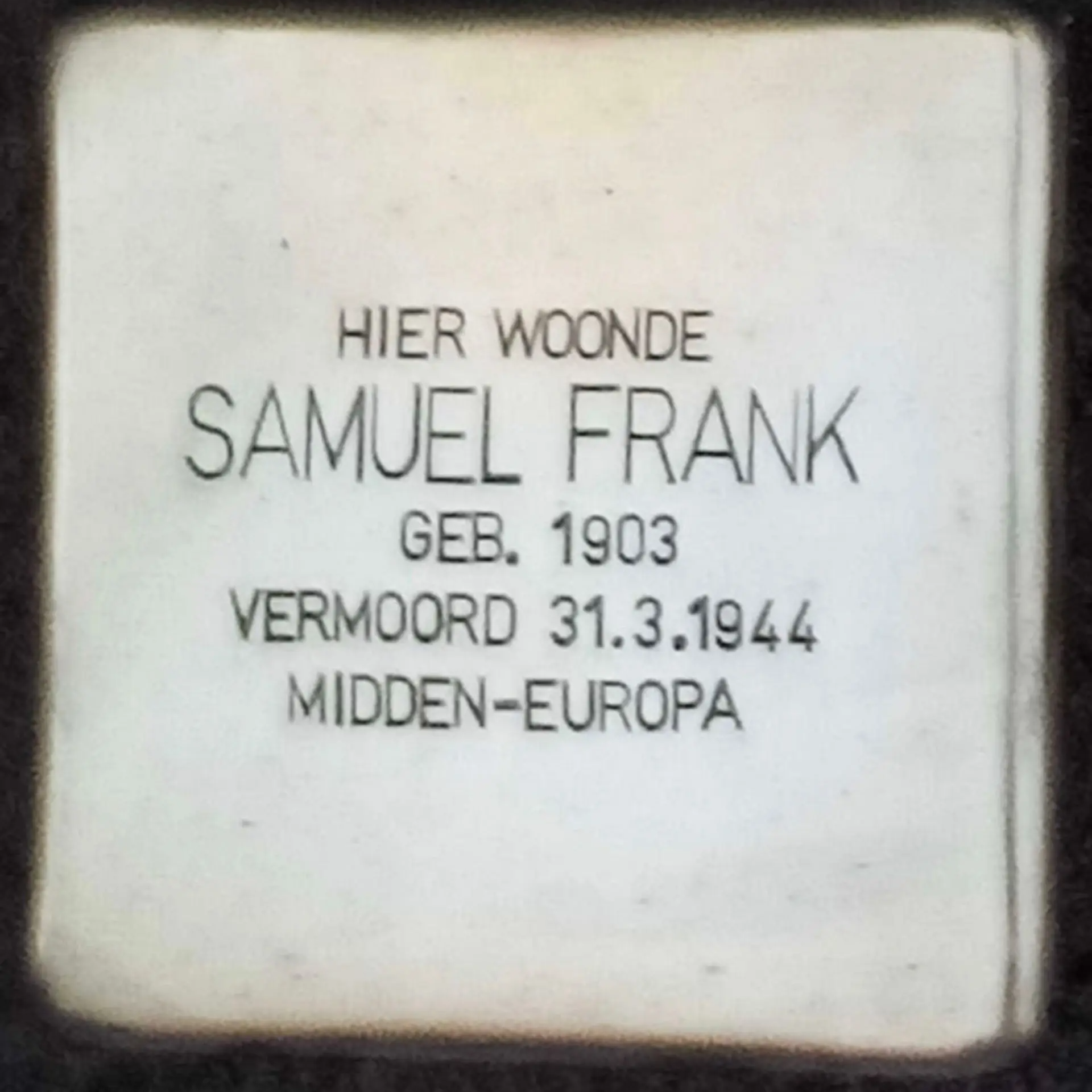 Struikelsteen voor Samuel Frank