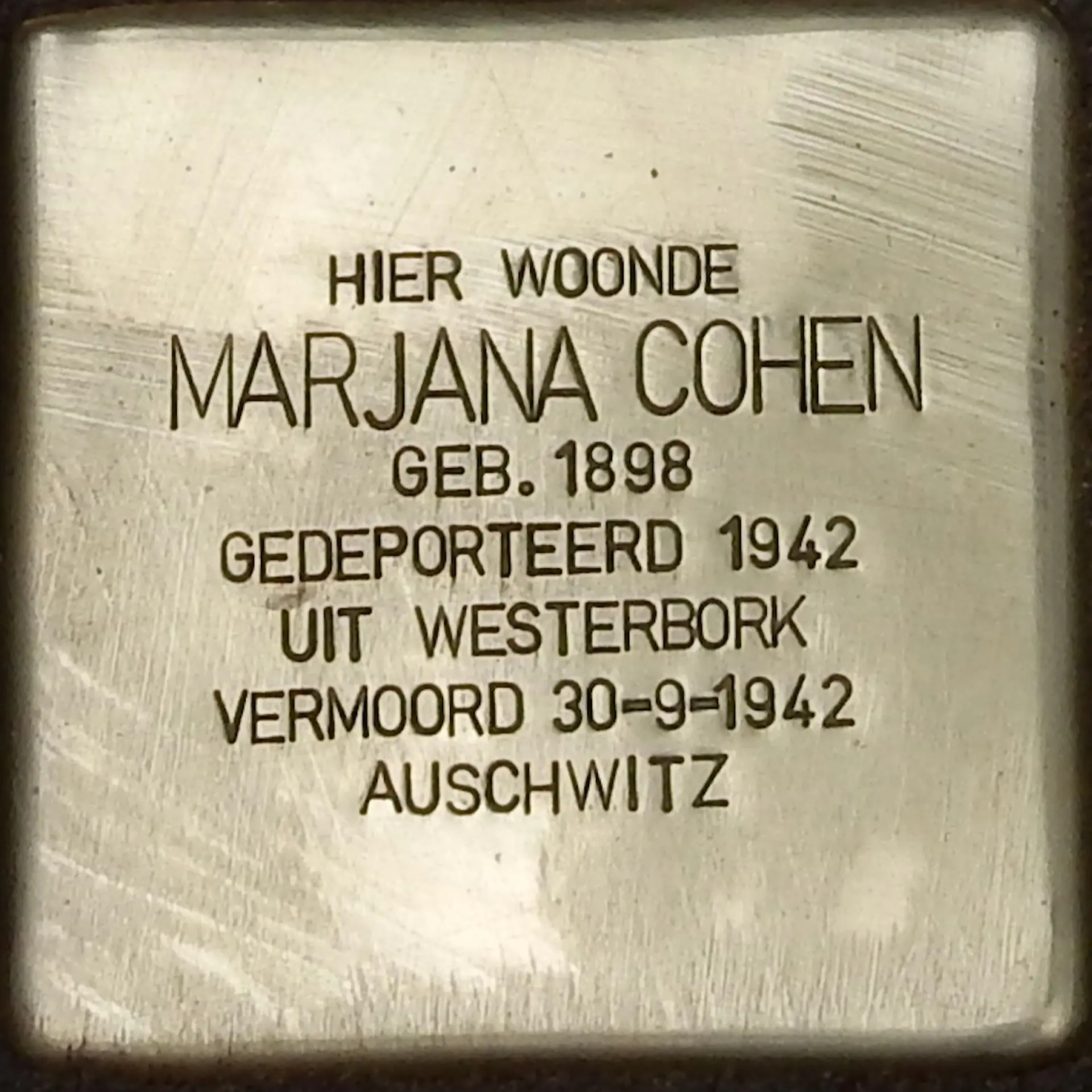 Struikelsteen voor Marjana Cohen