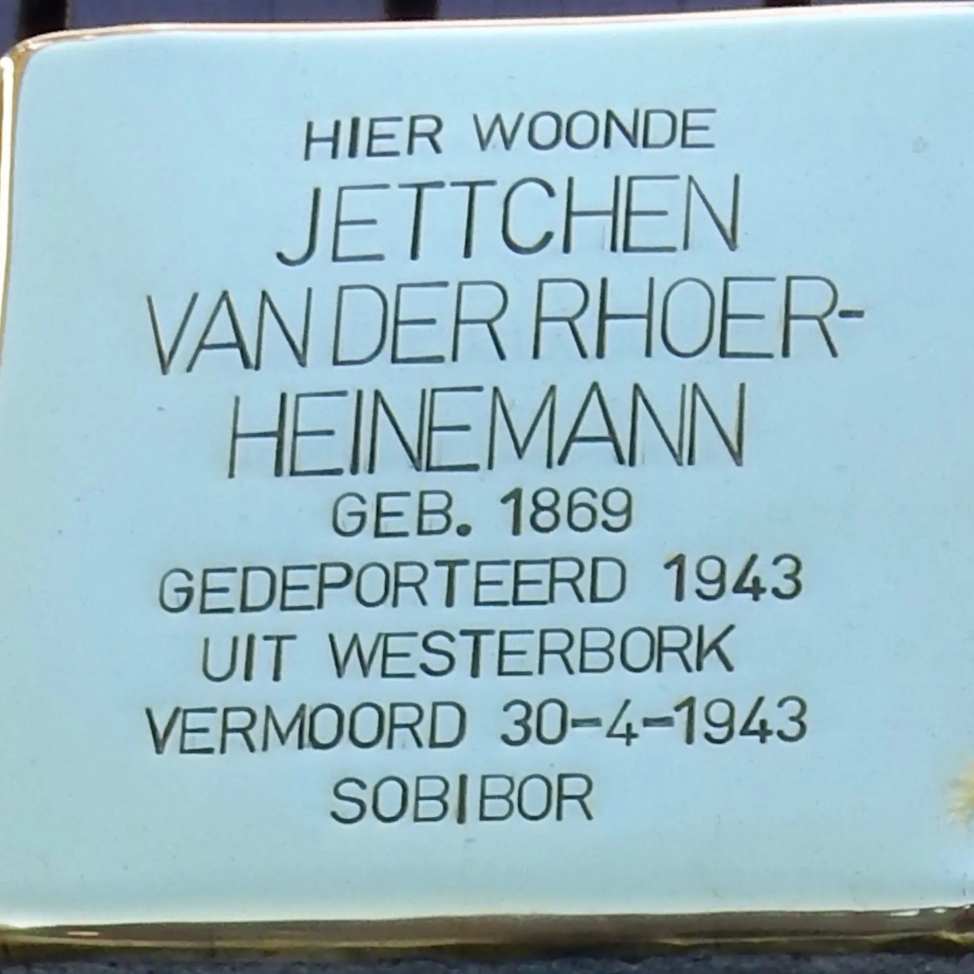 Struikelsteen voor Jettchen van der Rhoer-Heinemann