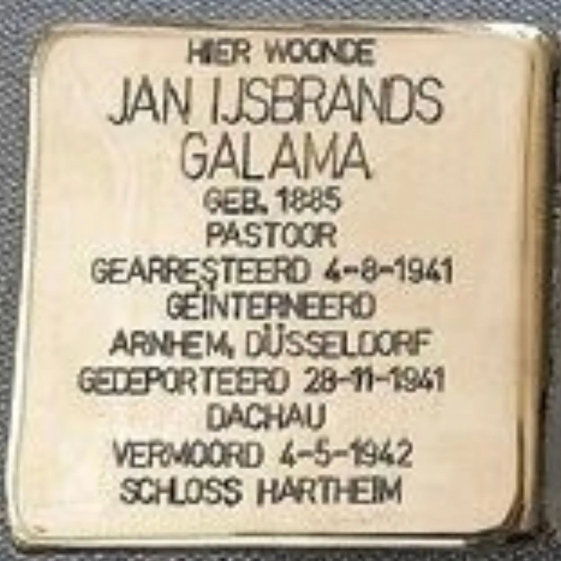 Struikelsteen voor Jan IJsbrands Galama
