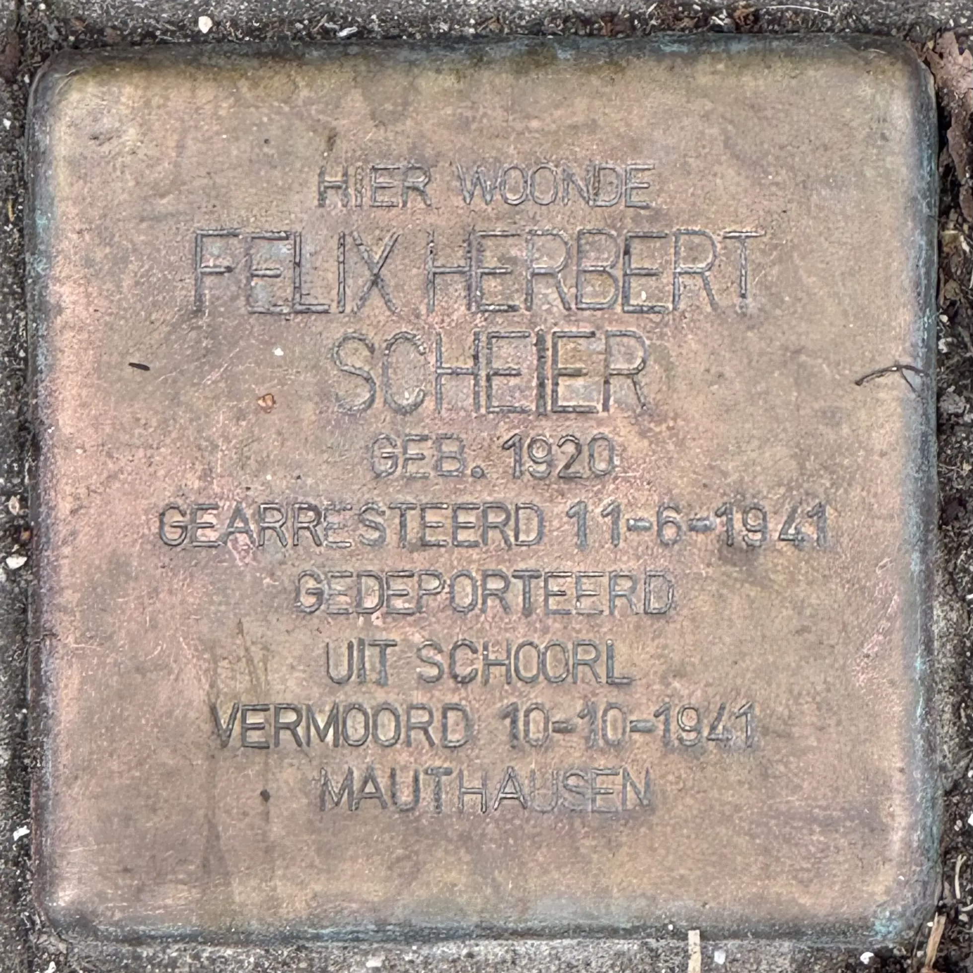 Struikelsteen voor Felix Franz Herbert Scheier