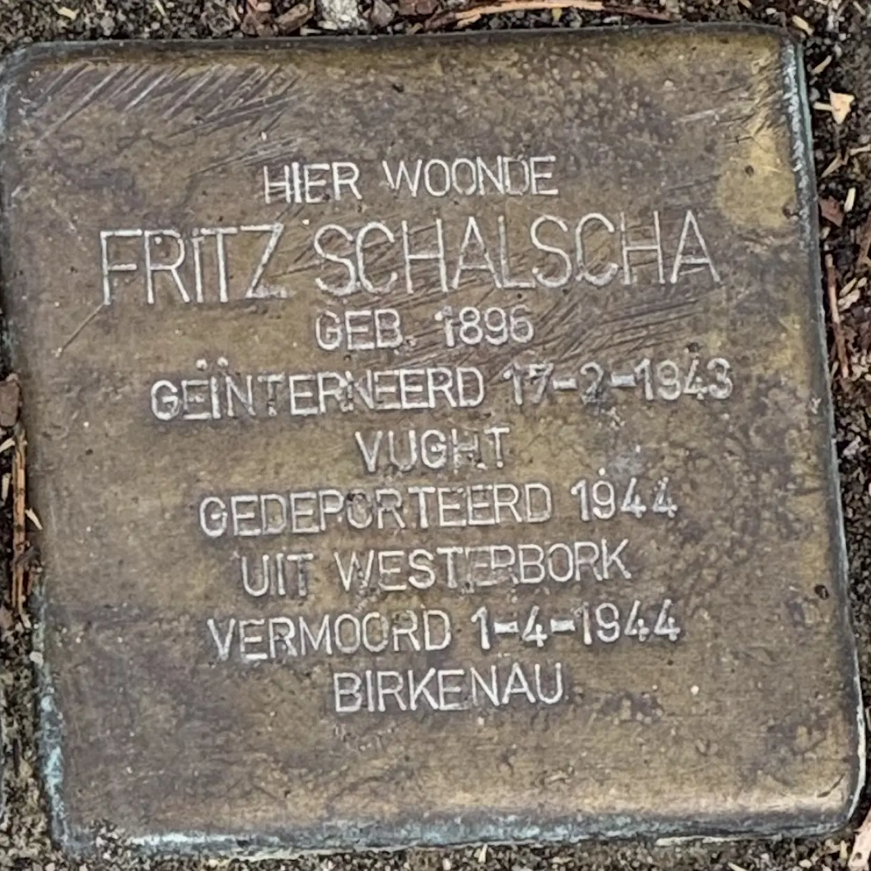 Struikelsteen voor Fritz Schalscha