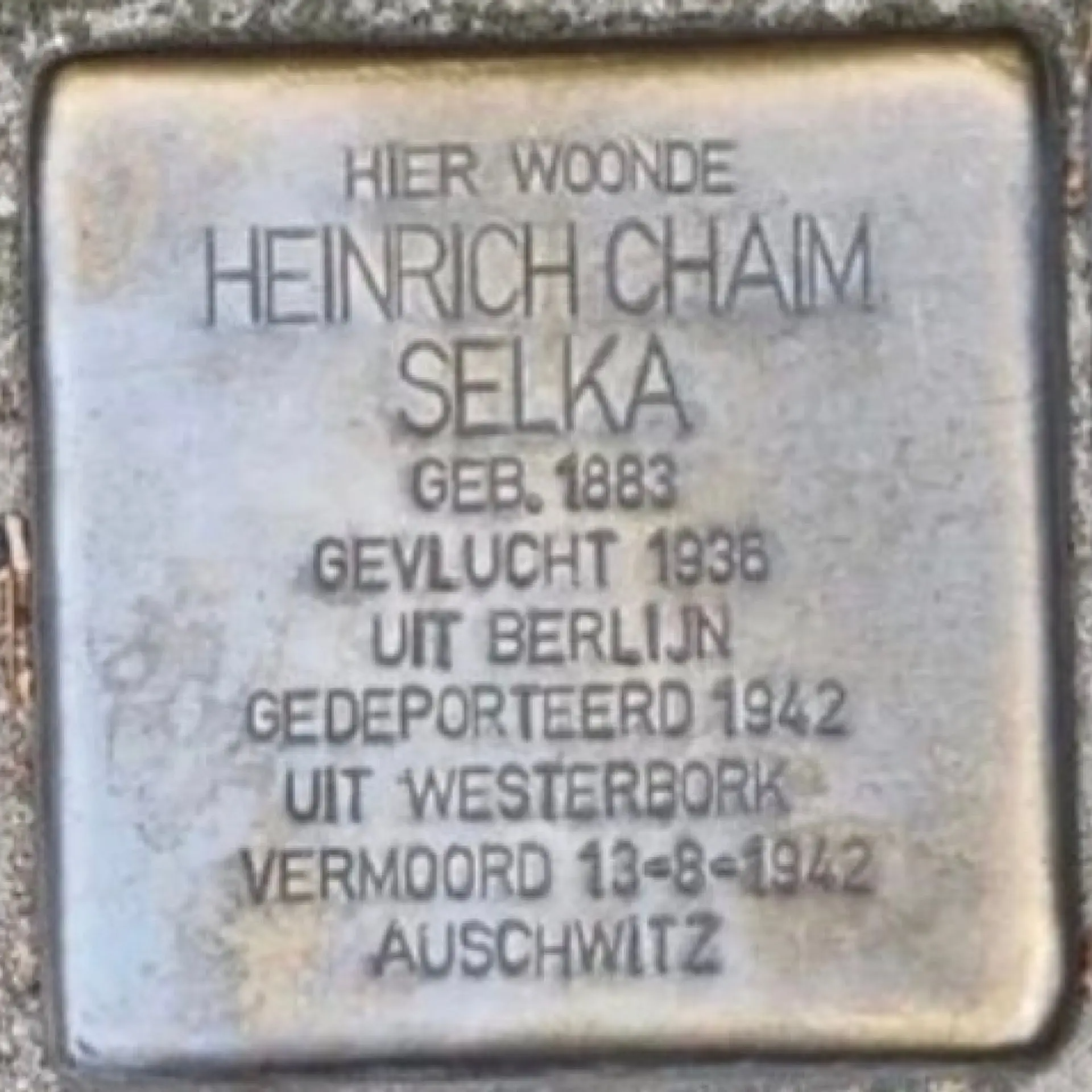 Struikelsteen voor Heinrich Chaim Selka