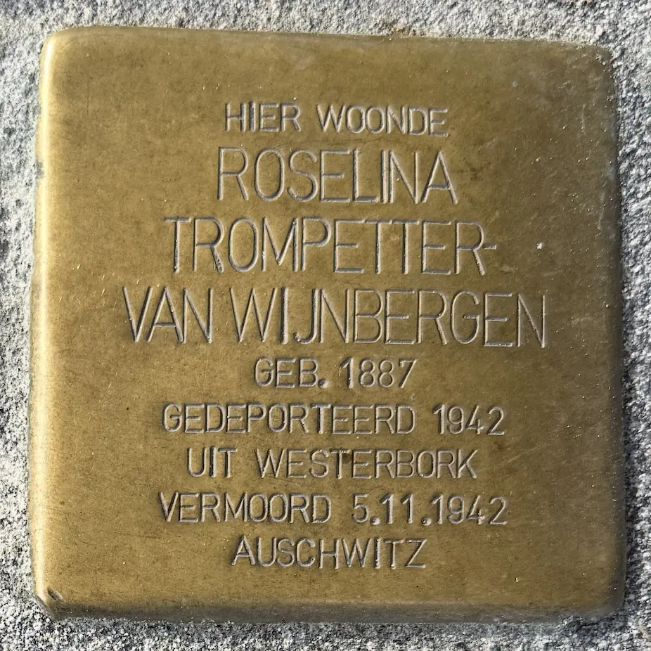 Struikelsteen voor Roselina Trompetter-van Wijnbergen