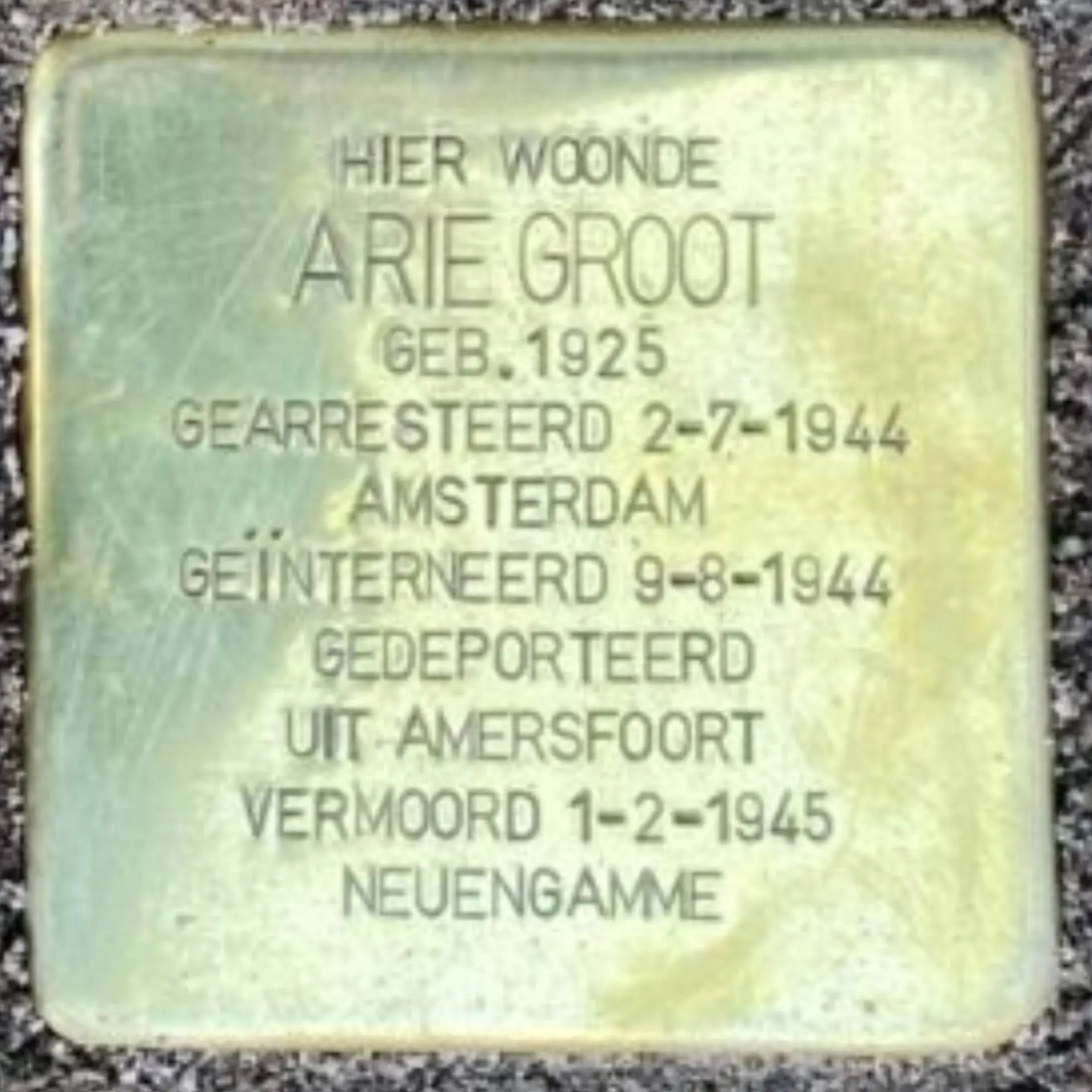 Struikelsteen voor Arie Groot