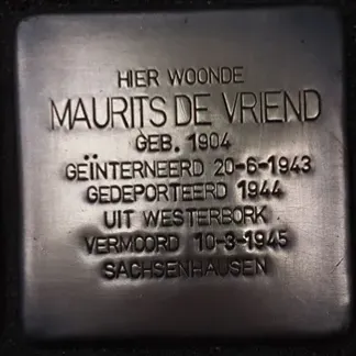 Struikelsteen voor Maurits de Vriend