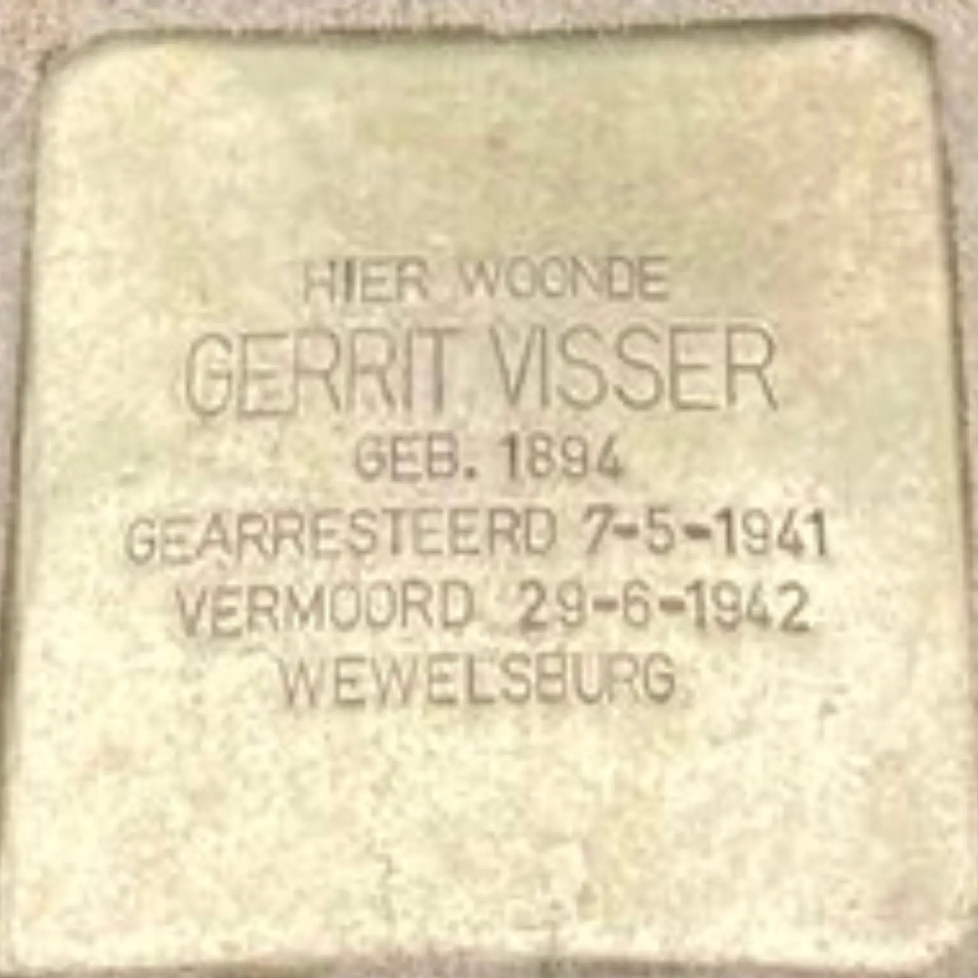 Struikelsteen voor Gerrit Visser