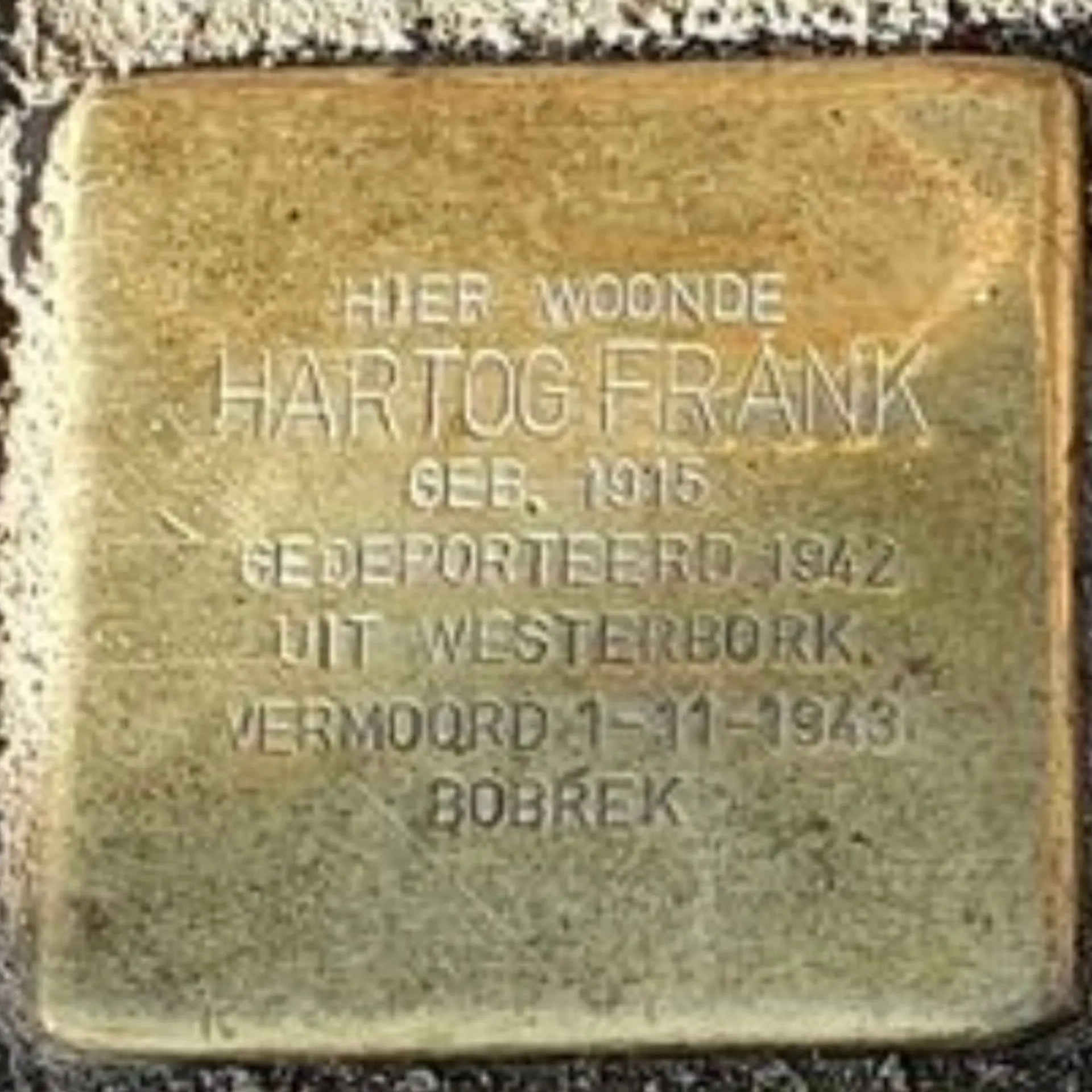 Struikelsteen voor Hartog Frank