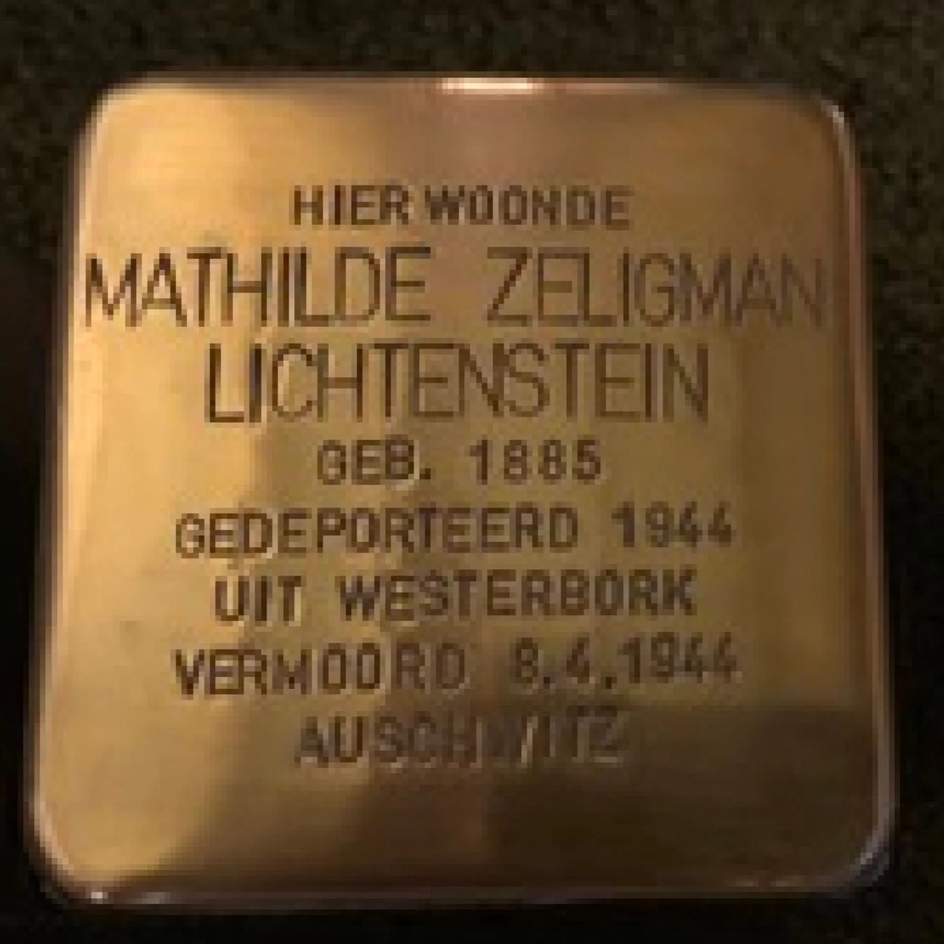 Struikelsteen voor Mathilde Zeligman-Lichtenstein