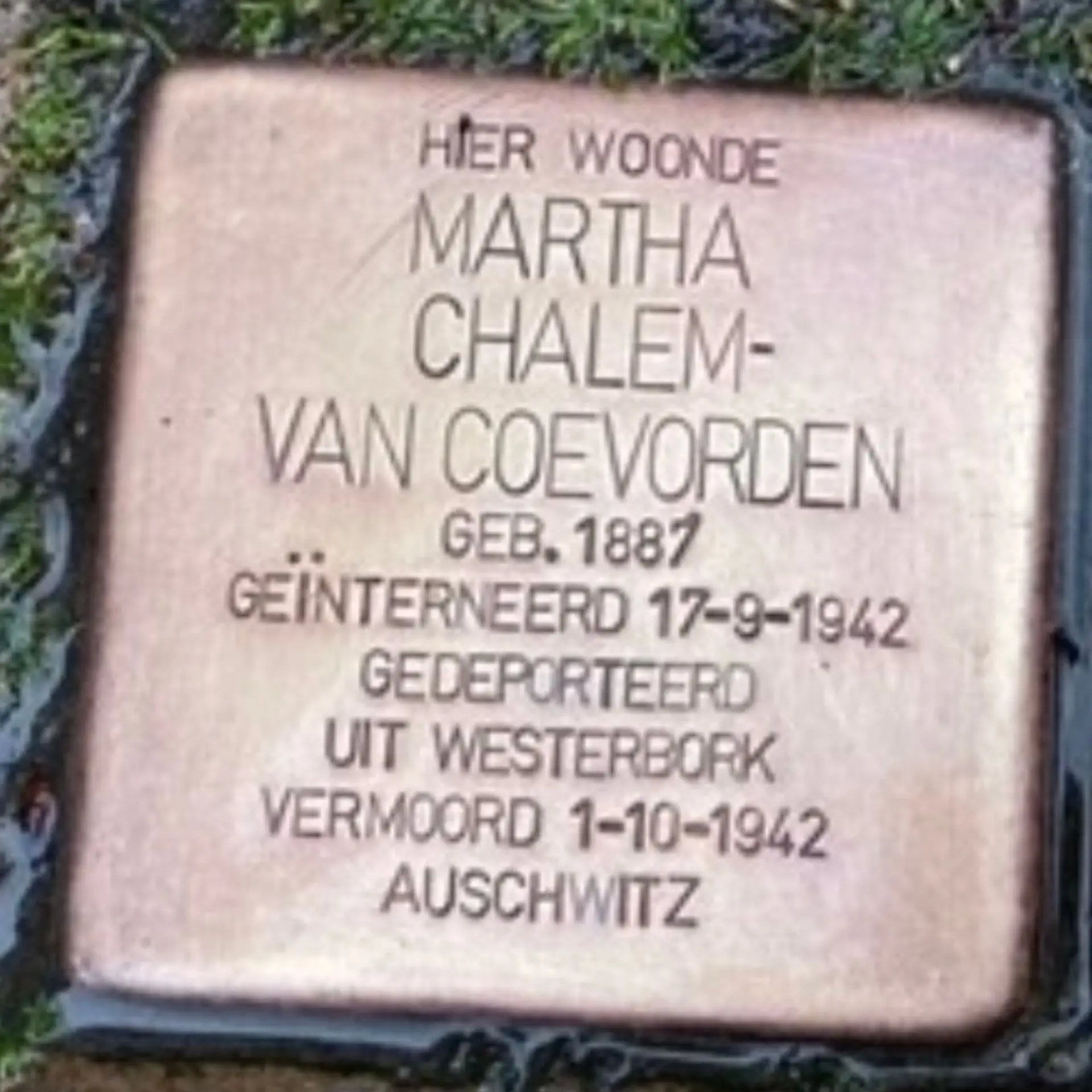 Struikelsteen voor Martha Chalem-van Coevorden