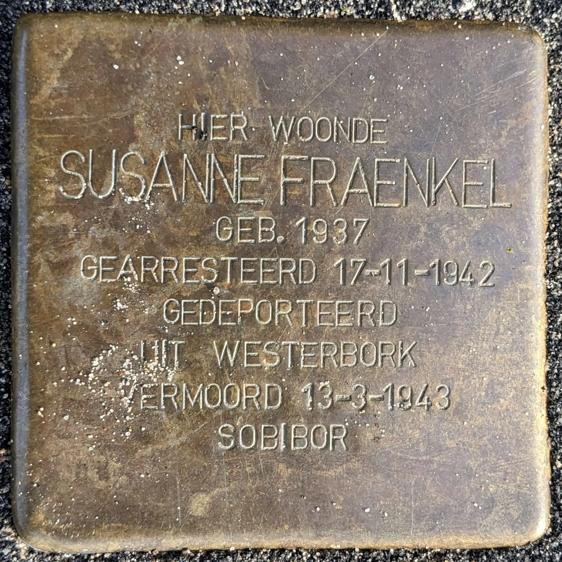 Struikelsteen voor Susanne Ester Fraenkel