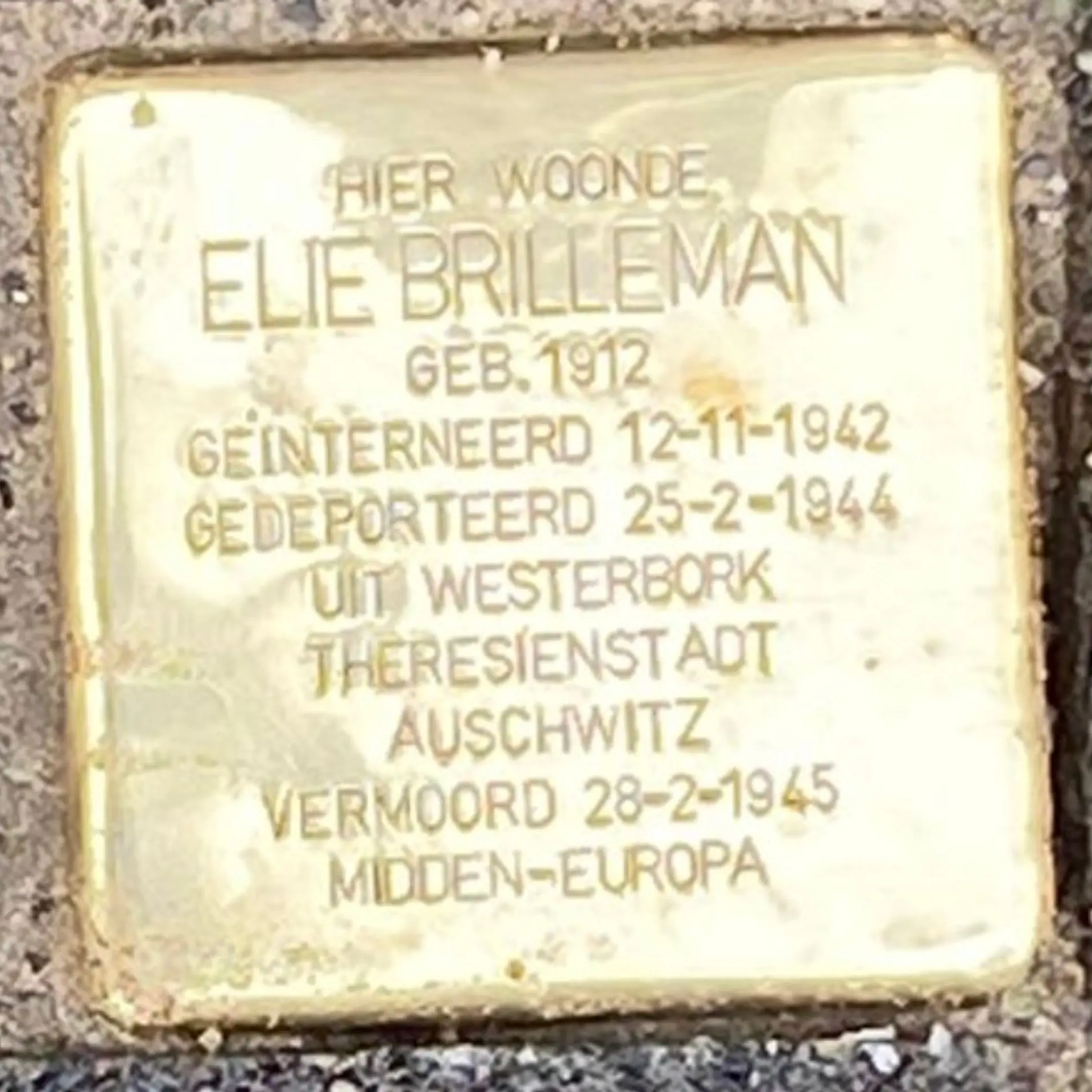 Struikelsteen voor Elie Brilleman