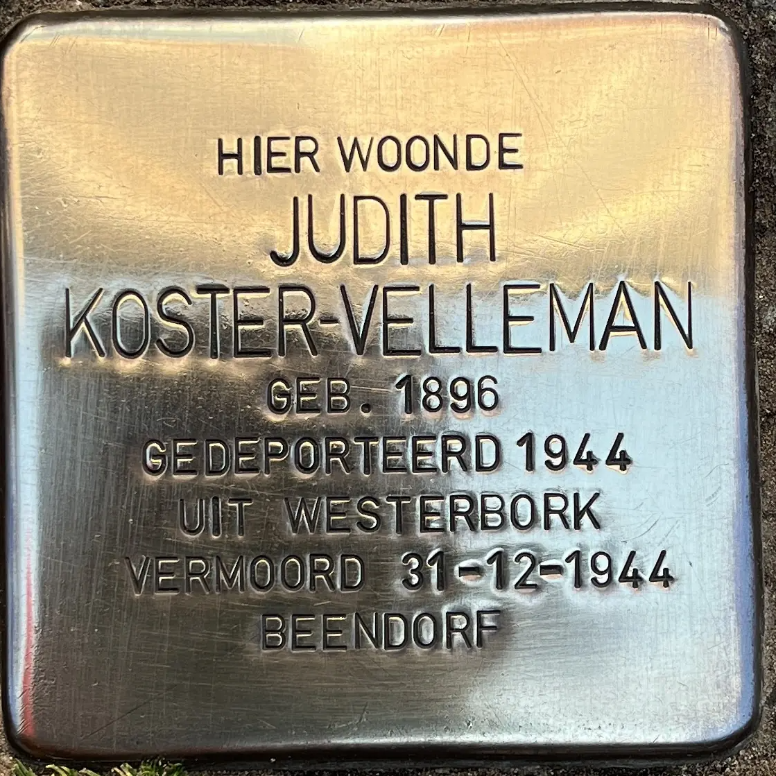 Struikelsteen voor Judith Koster-Velleman