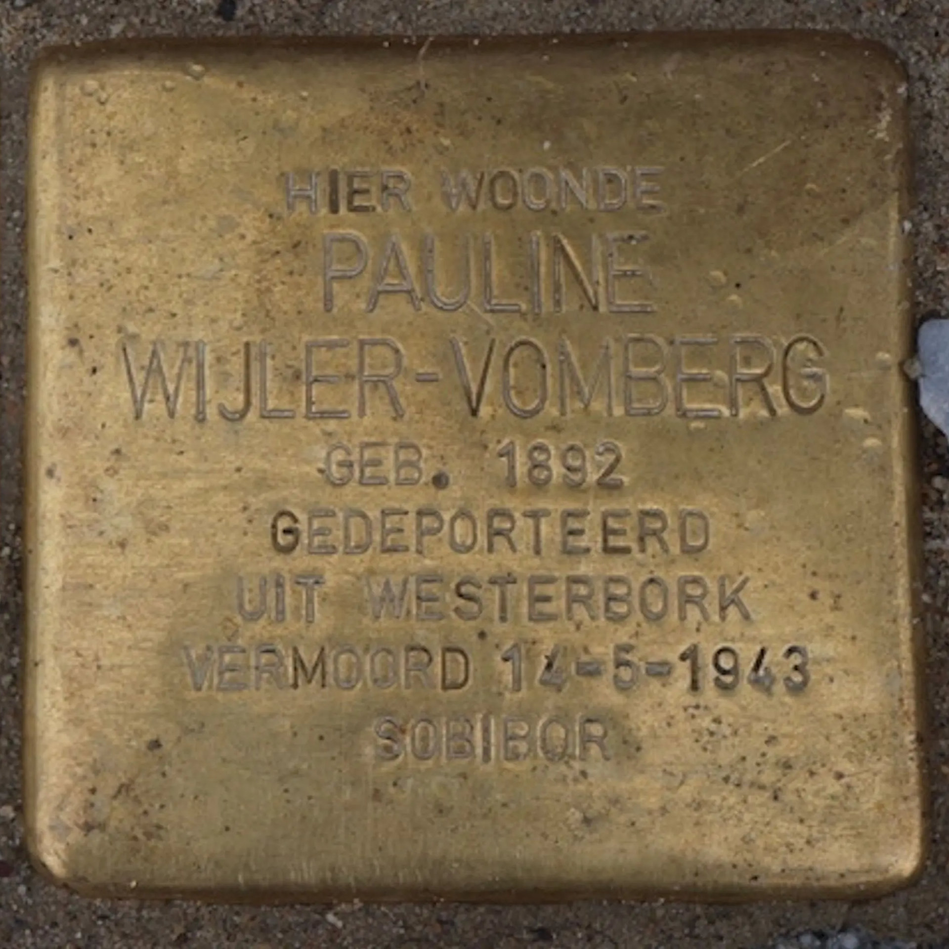 Struikelsteen voor Paulina Wijler-Vomberg