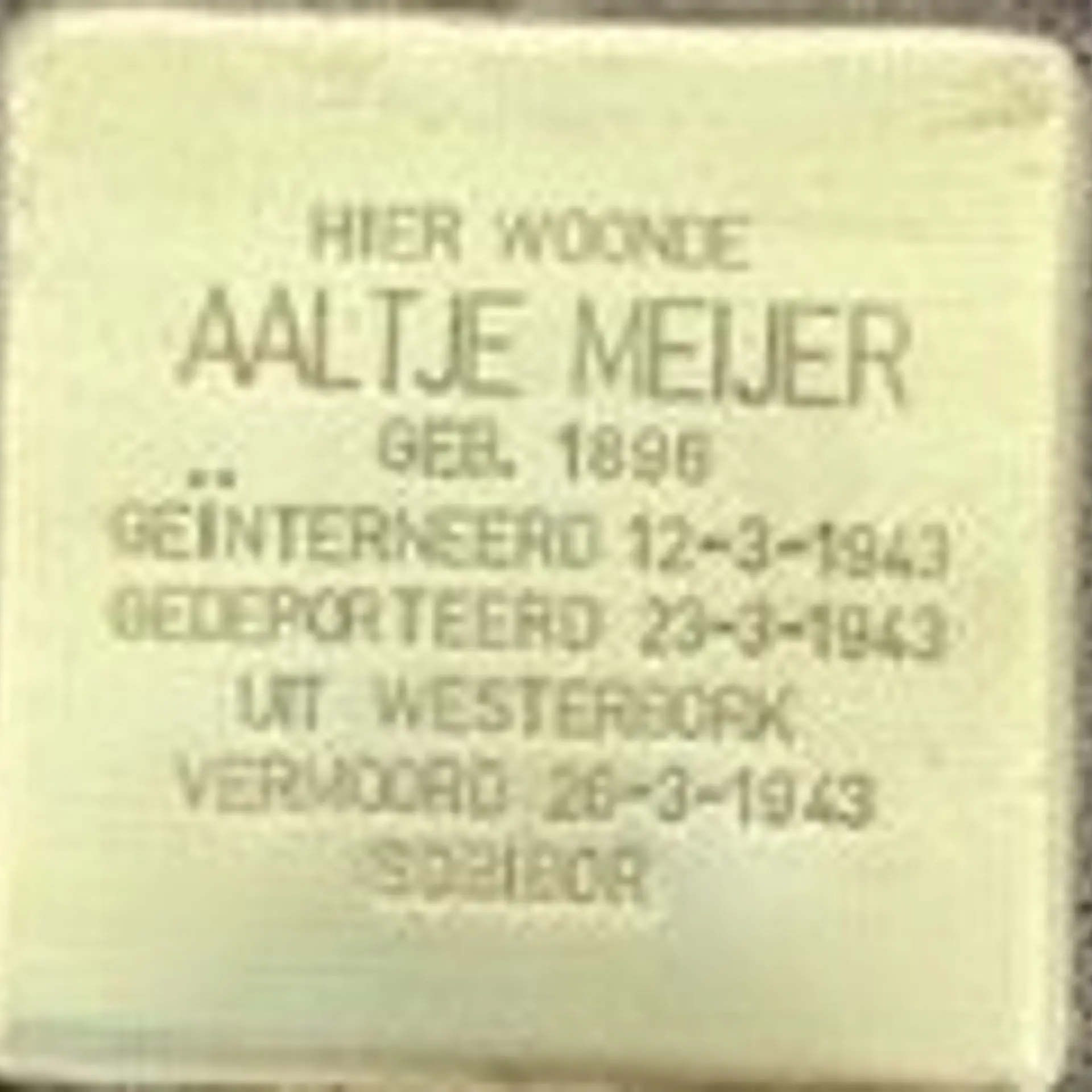 Struikelsteen voor Aaltje Meijer