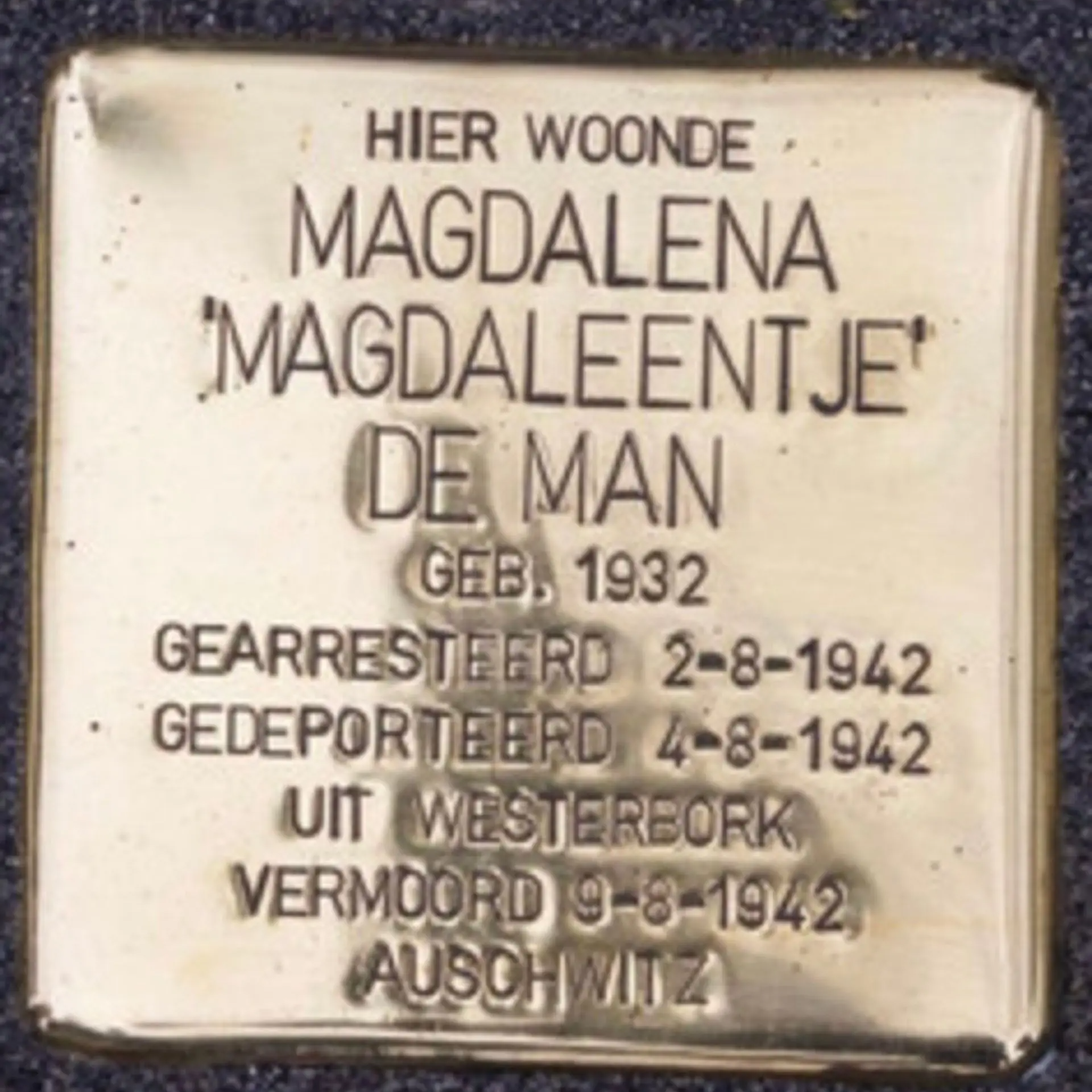 Struikelsteen voor Magdalena Joanna Maria Hamburger