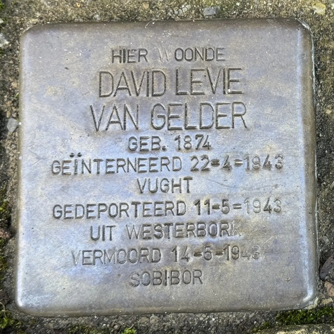 Struikelsteen voor David Levie van Gelder