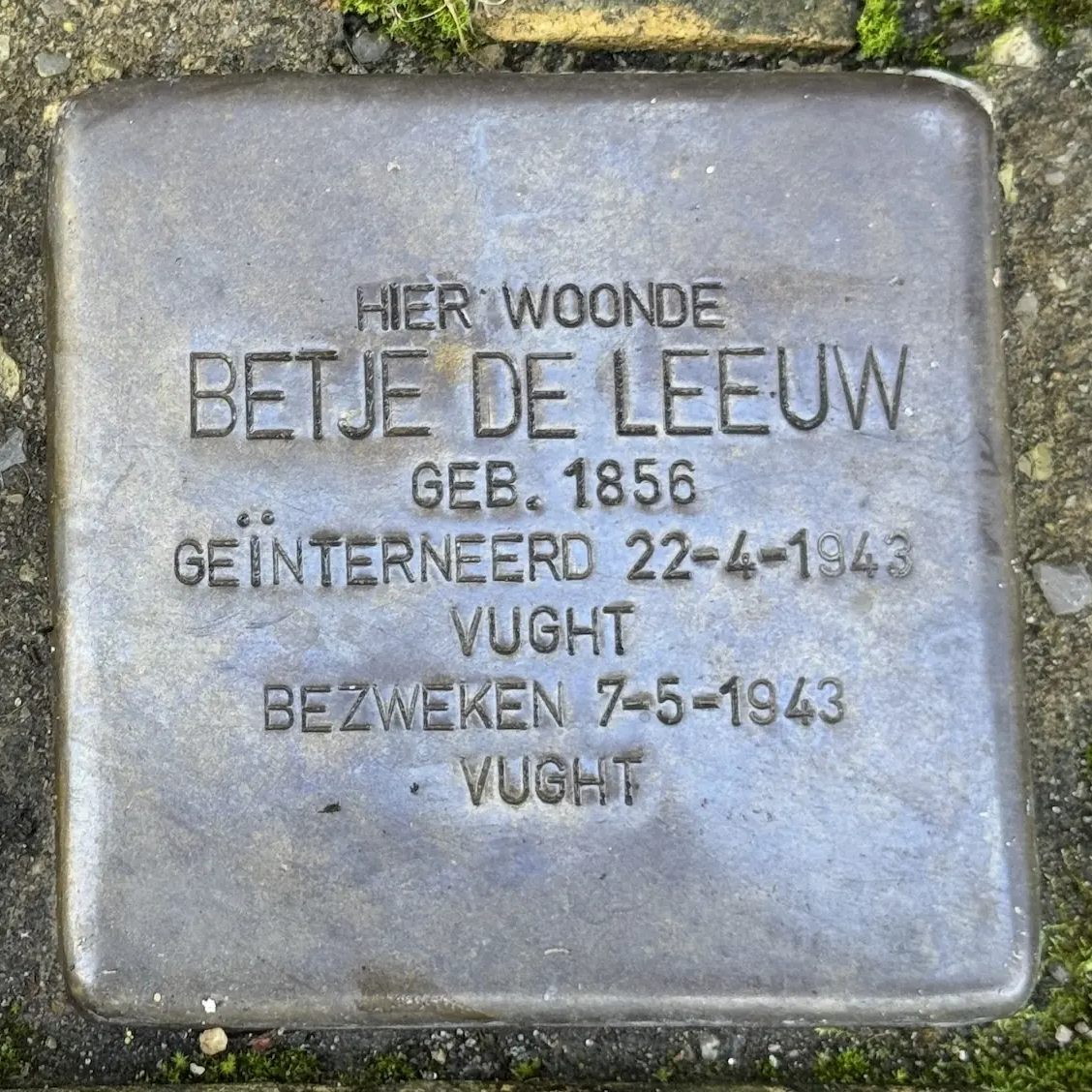 Struikelsteen voor Betje de Leeuw