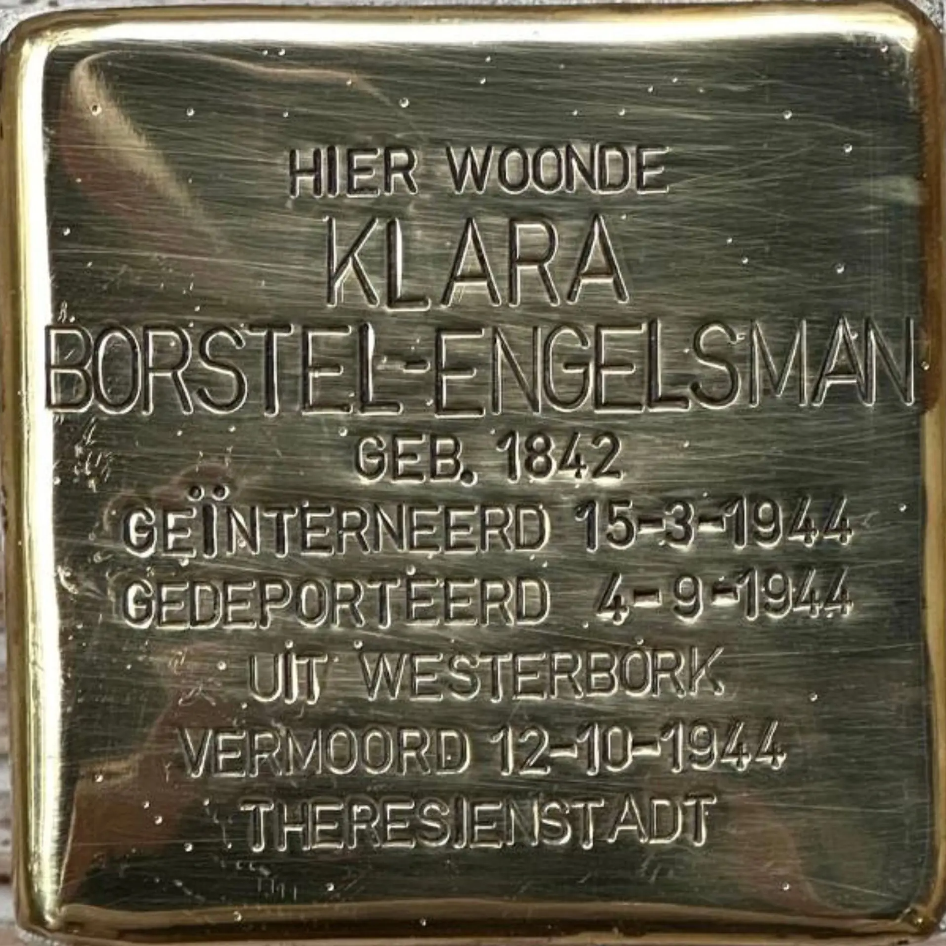 Struikelsteen voor Klara Borstel-Engelsman