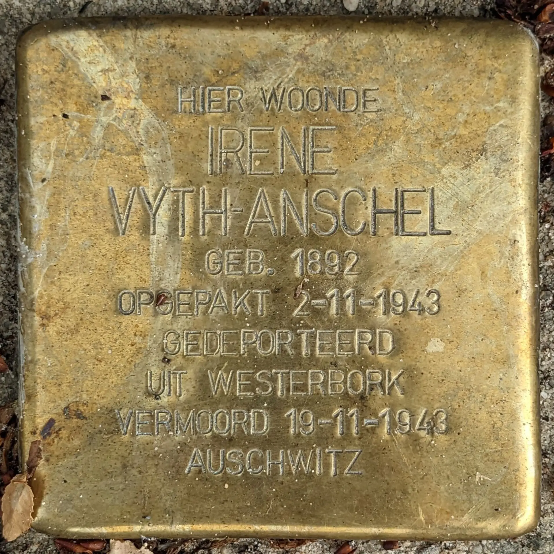 Struikelsteen voor Irene Vyth-Anschel