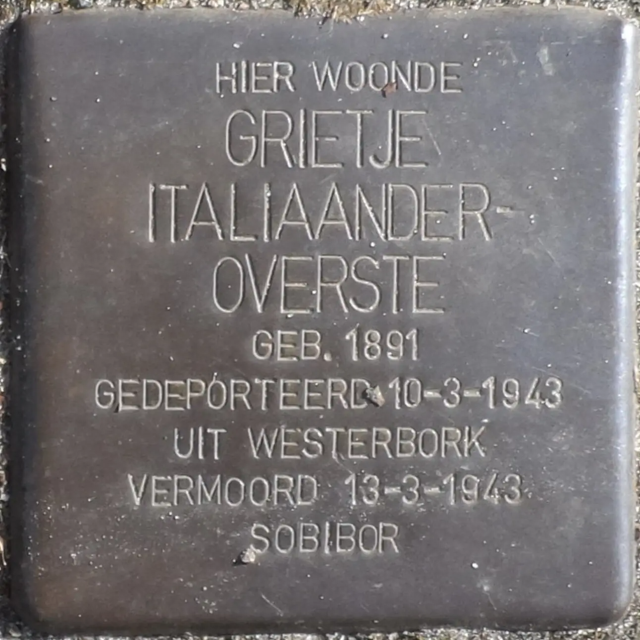 Struikelsteen voor Grietje Italiaander-Overste
