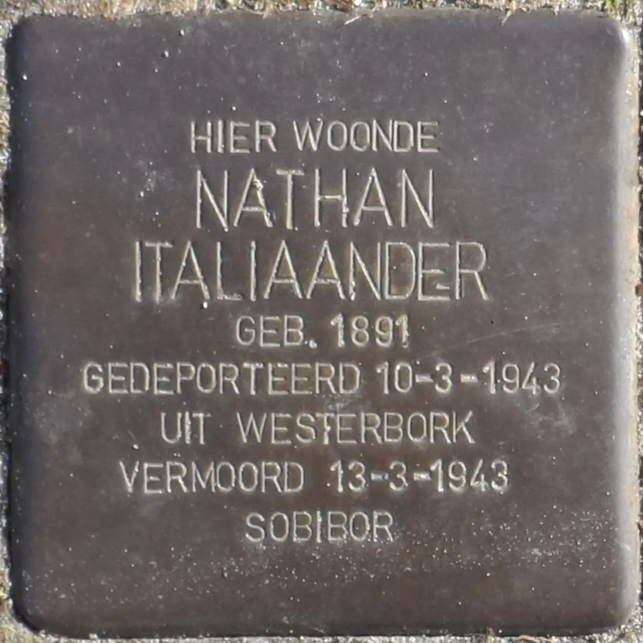 Struikelsteen voor Nathan Italiaander