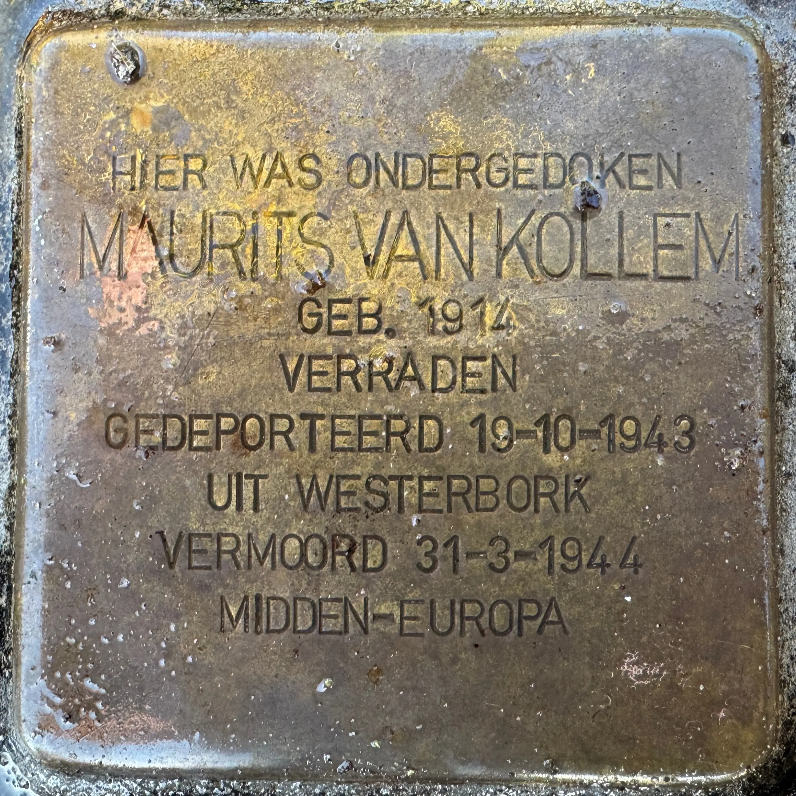 Struikelsteen voor Maurits van Kollem
