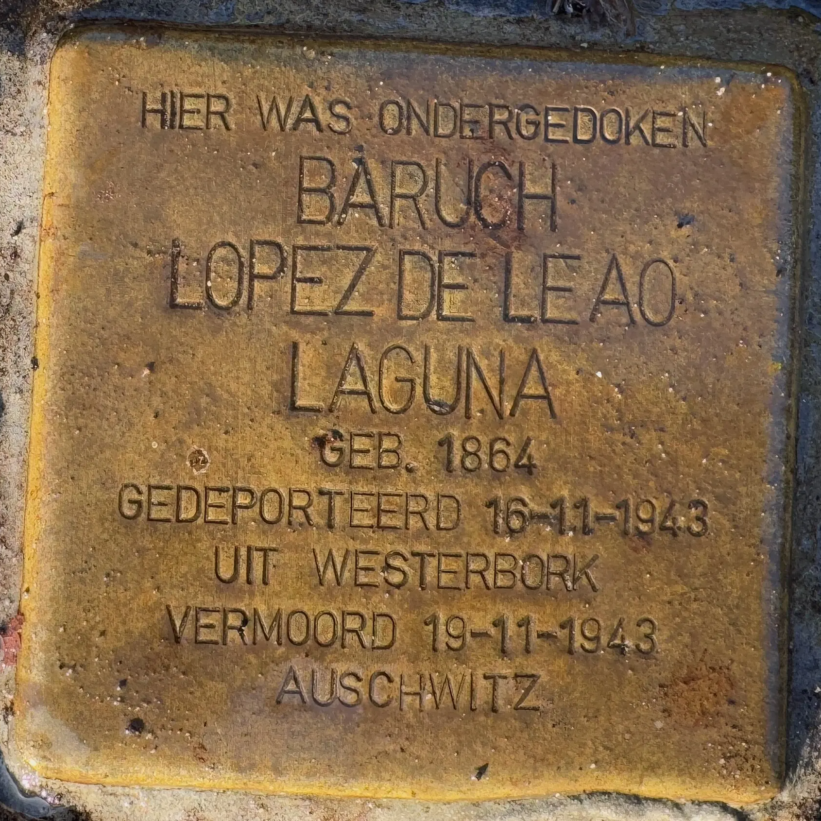 Struikelsteen voor Baruch Lopes de Leao Laguna