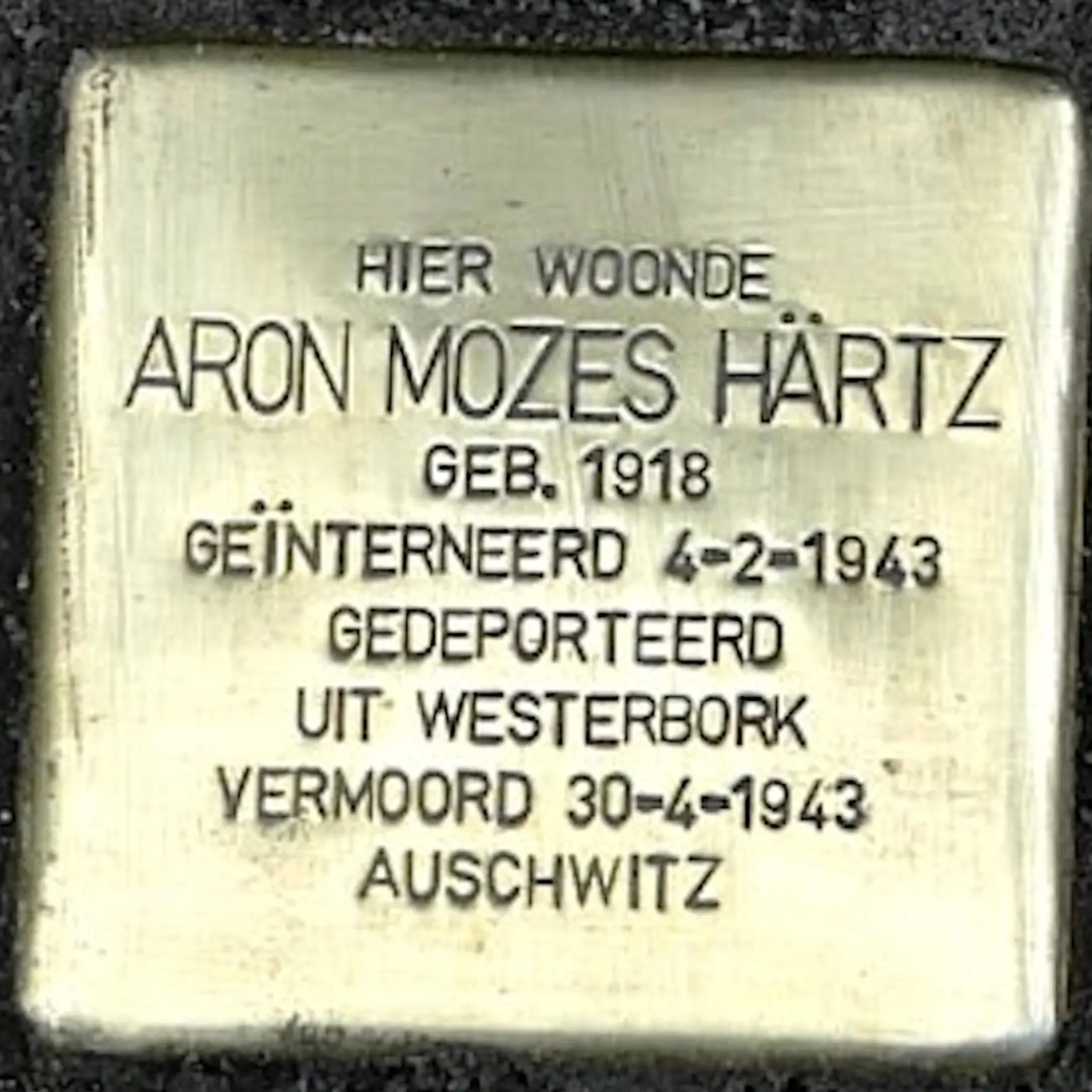 Struikelsteen voor Aron Mozes Härtz
