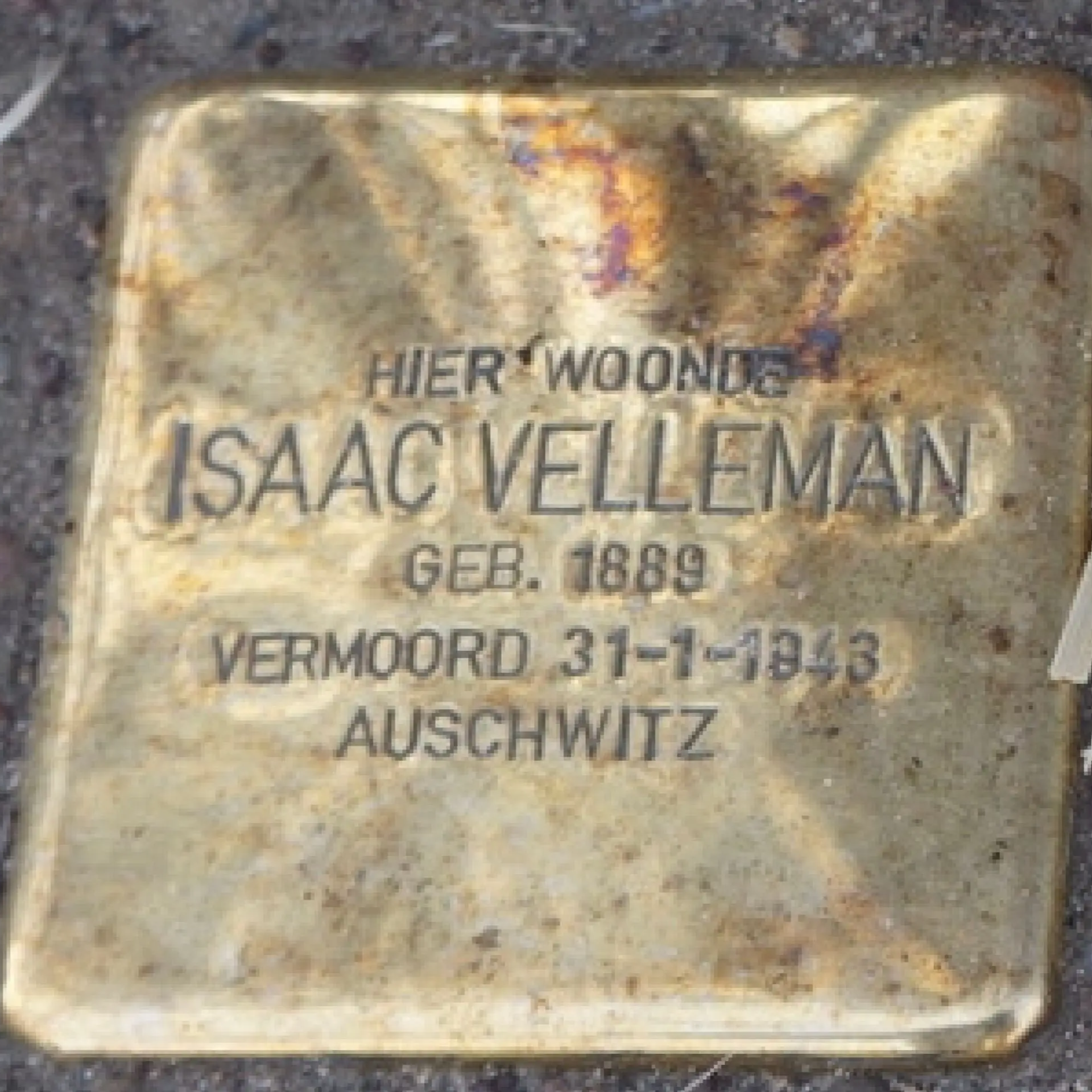 Struikelsteen voor Isaac Velleman