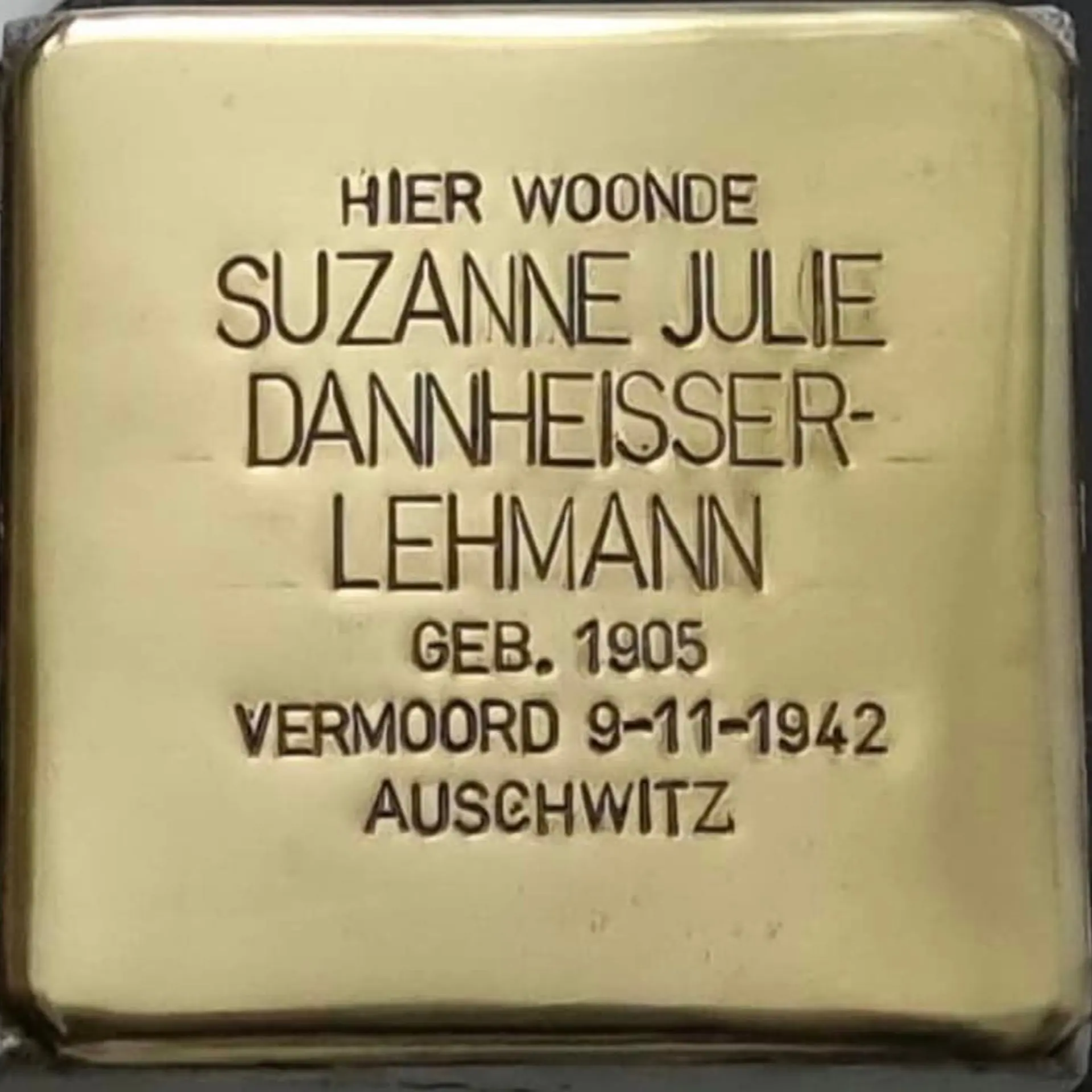 Struikelsteen voor Suzanne Julie Dannheisser-Lehmann