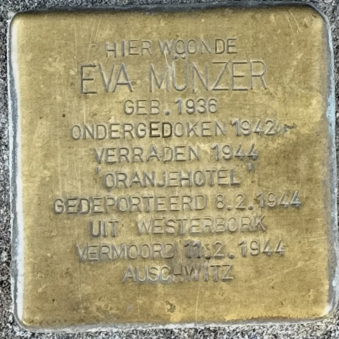 Struikelsteen voor Eva Minzer