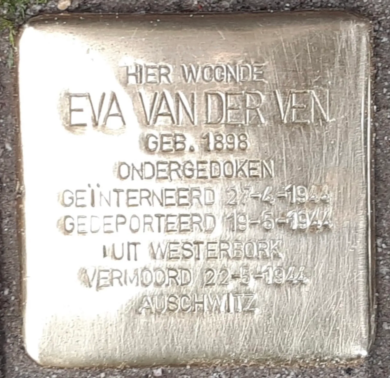 Struikelsteen voor Eva van der Ven