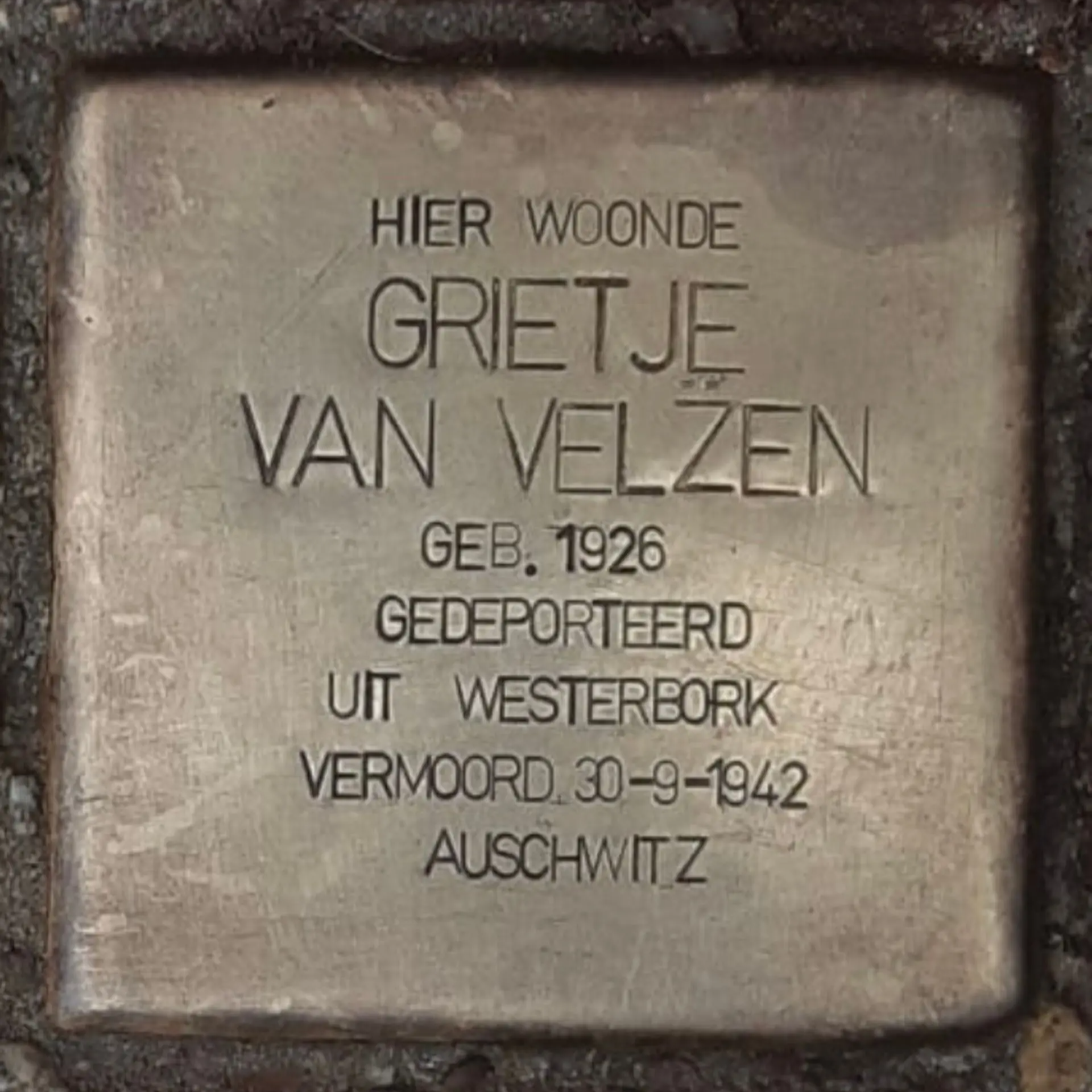 Struikelsteen voor Grietje van Velzen
