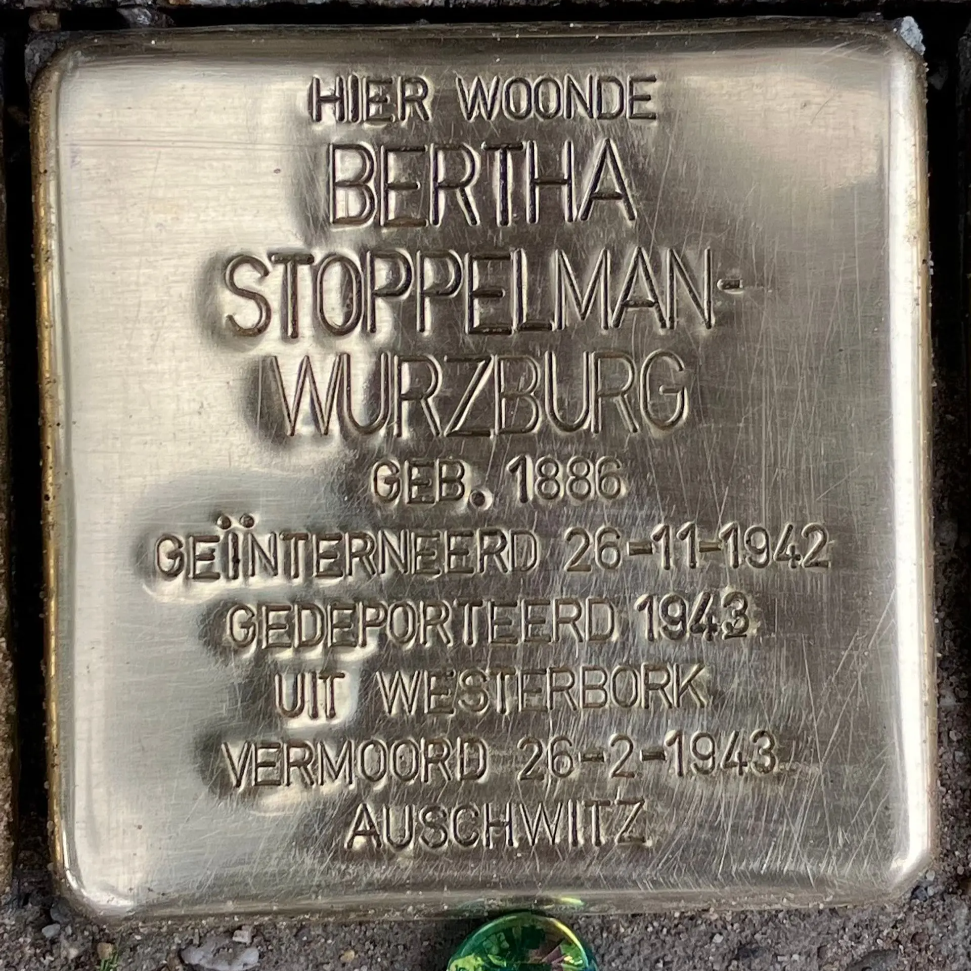 Struikelsteen voor Bertha Stoppelman-Wurzburg