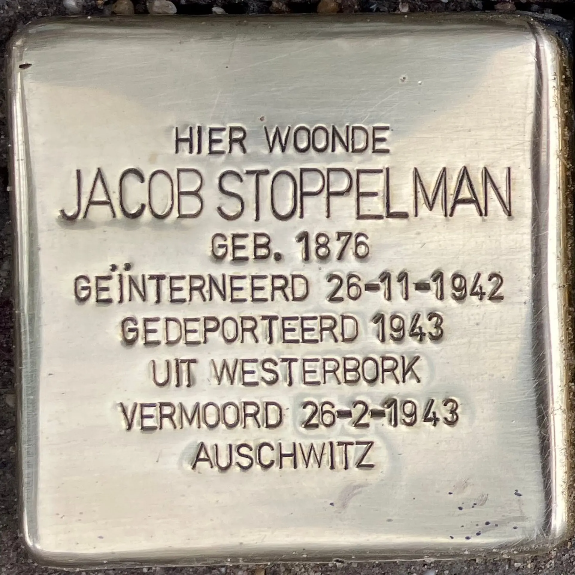 Struikelsteen voor Jacob Stoppelman