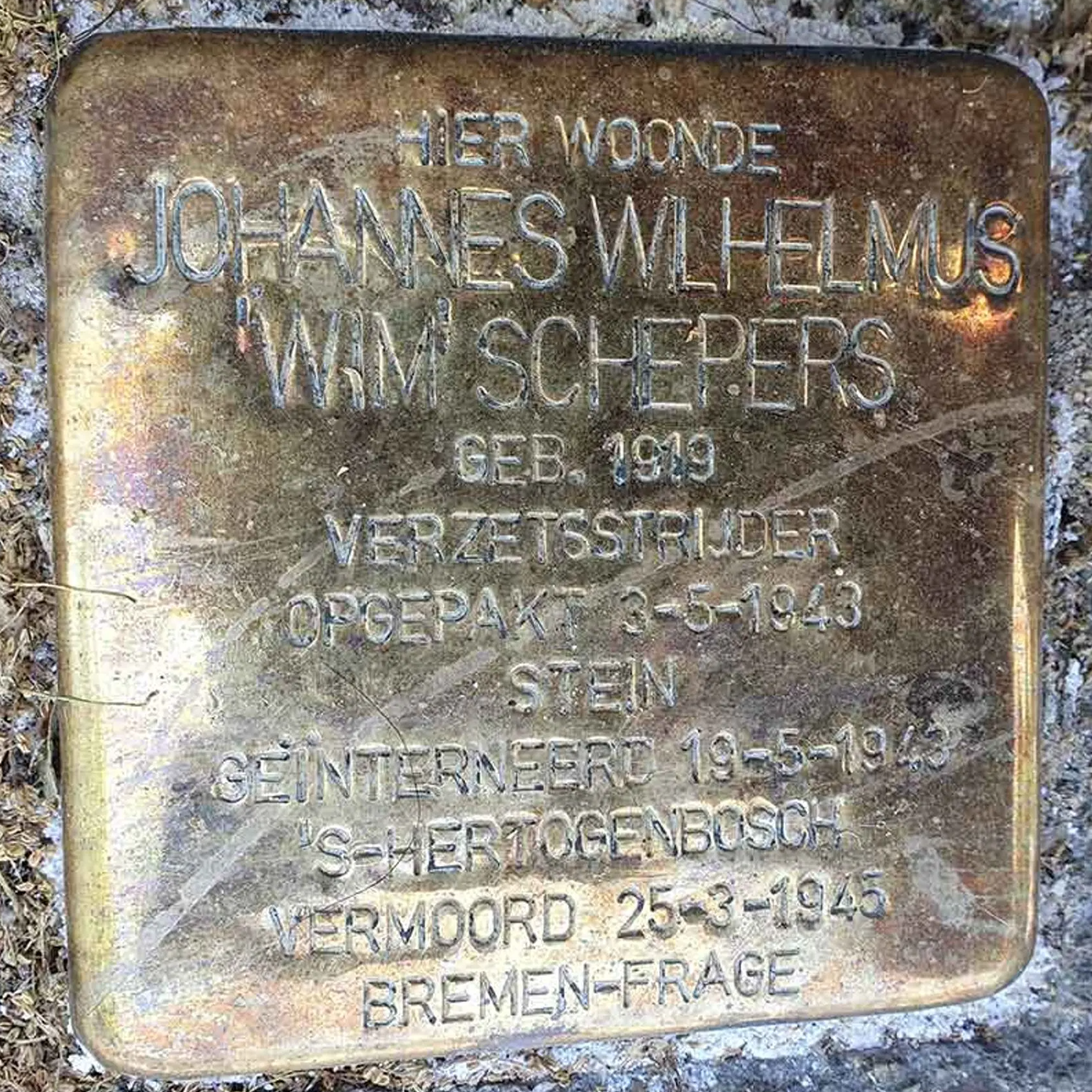 Struikelsteen voor Johannes Wilhelmus Schepers