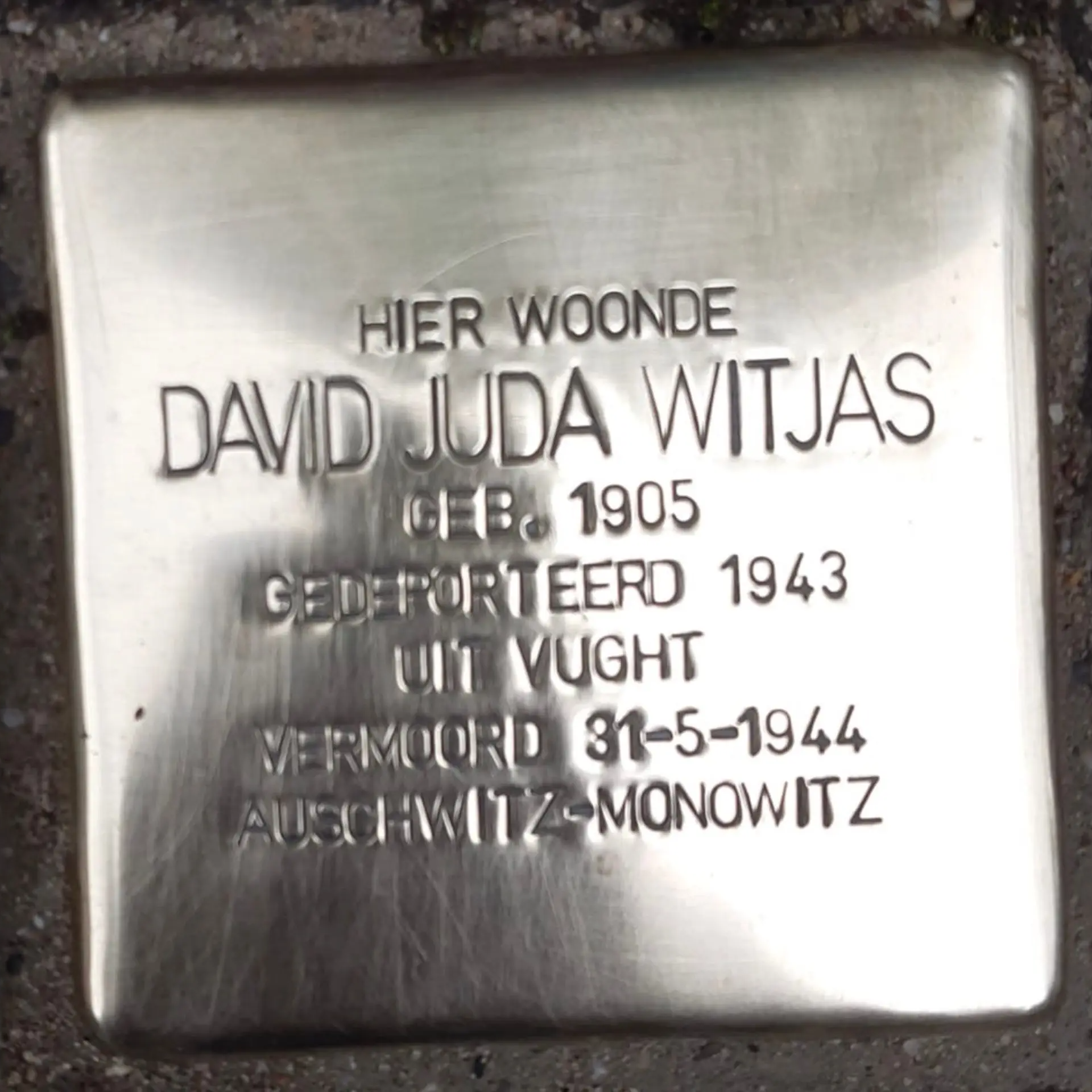 Struikelsteen voor David Juda Witjas
