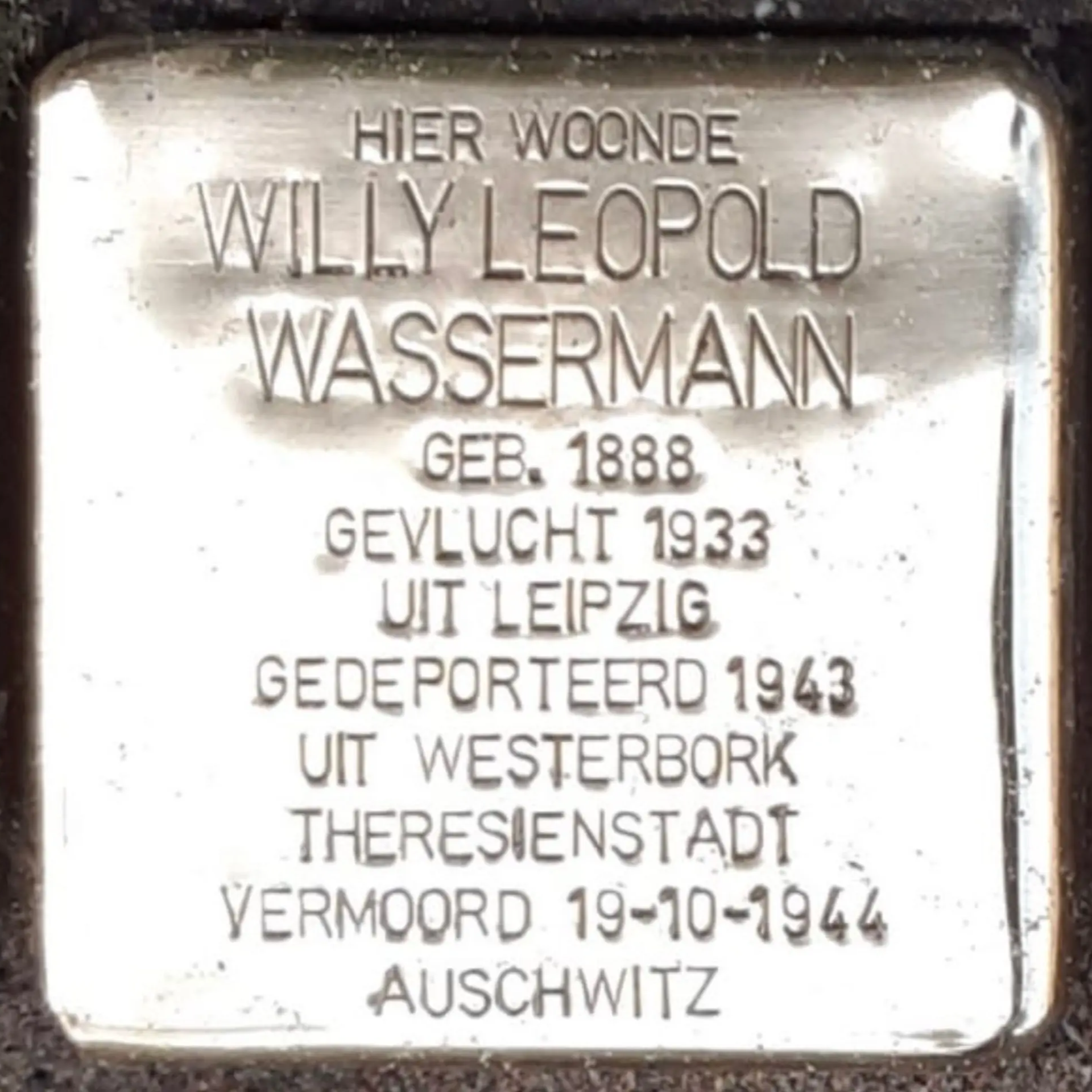 Struikelsteen voor Willy Leopold Wassermann