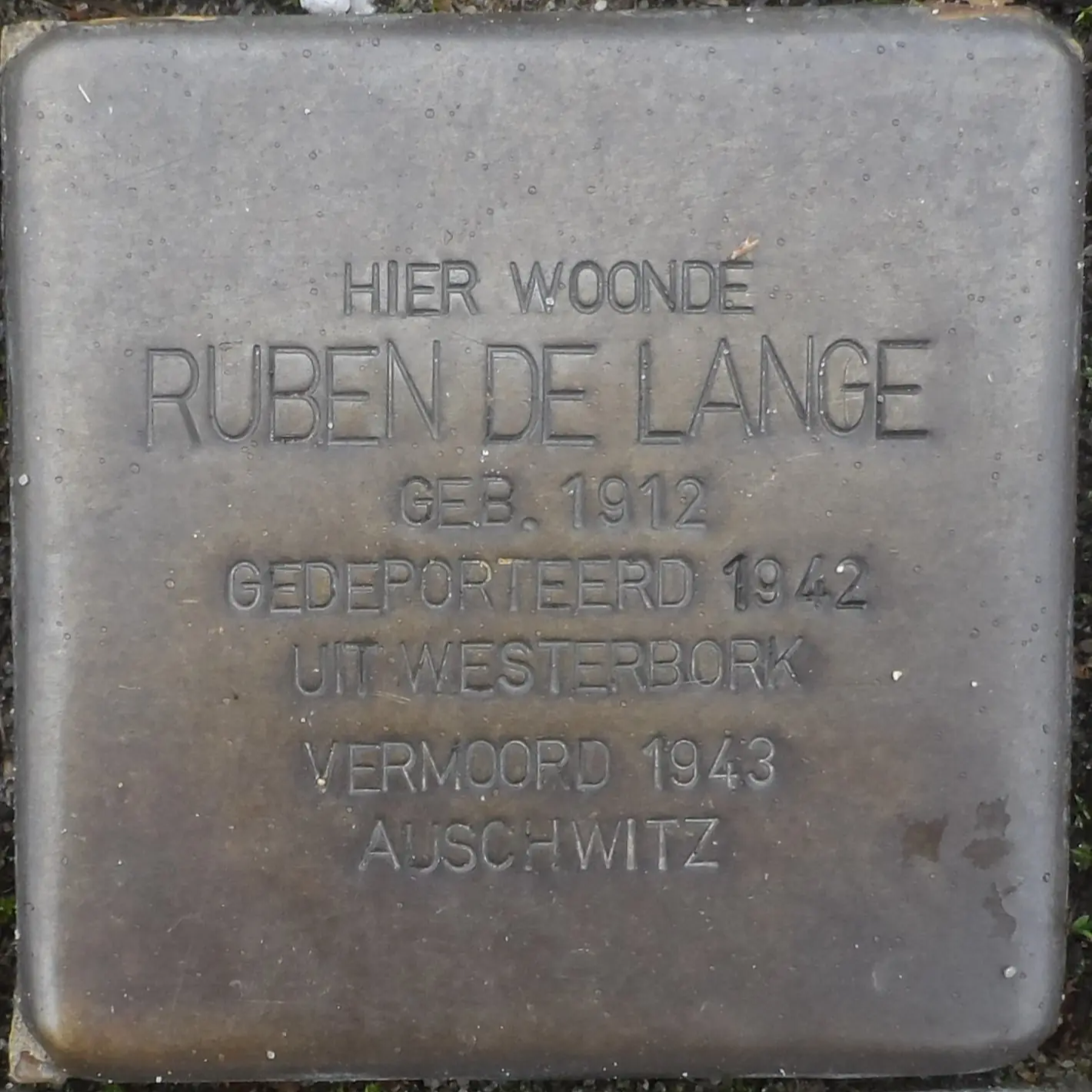 Struikelsteen voor Ruben de Lange