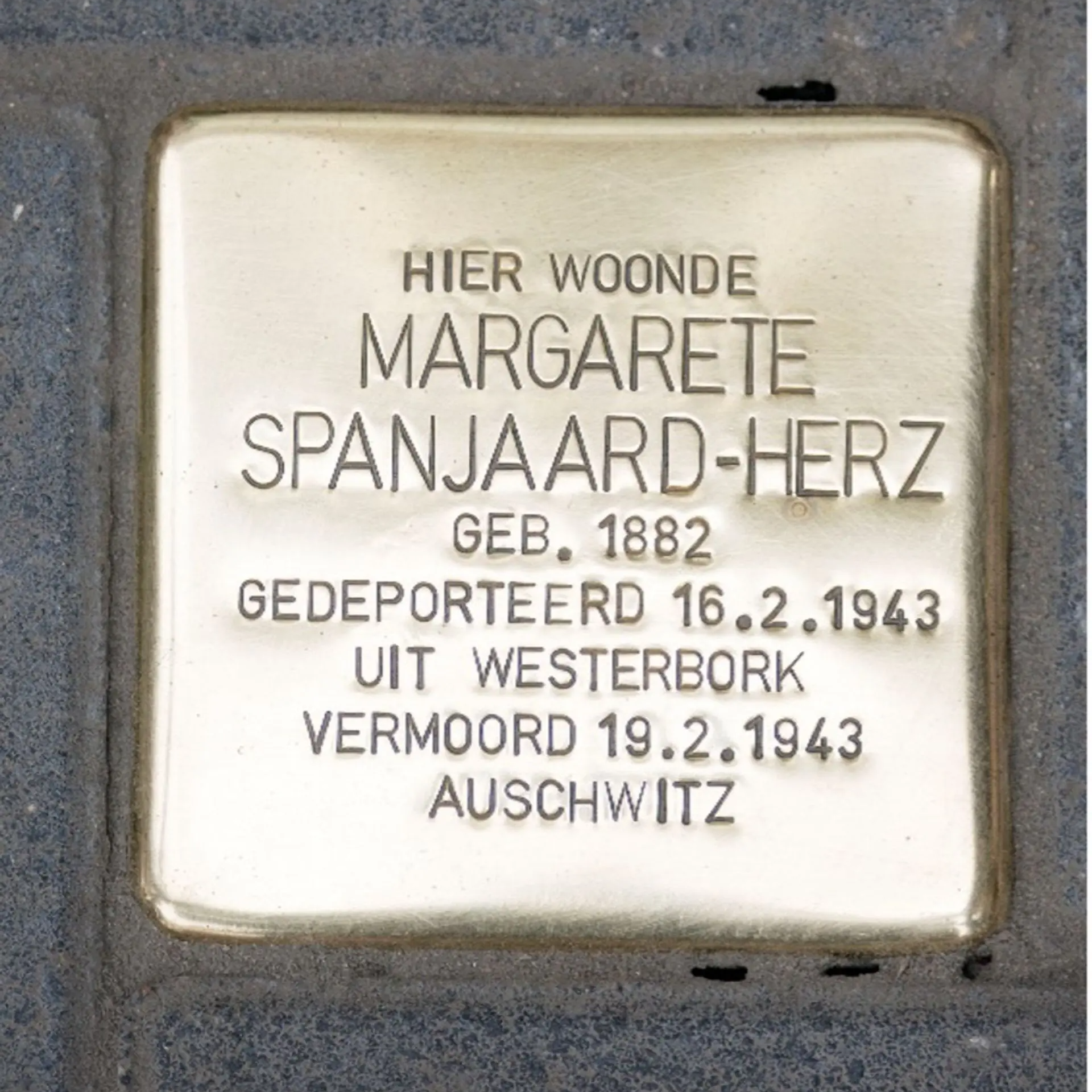 Struikelsteen voor Margarete Spanjaard-Herz