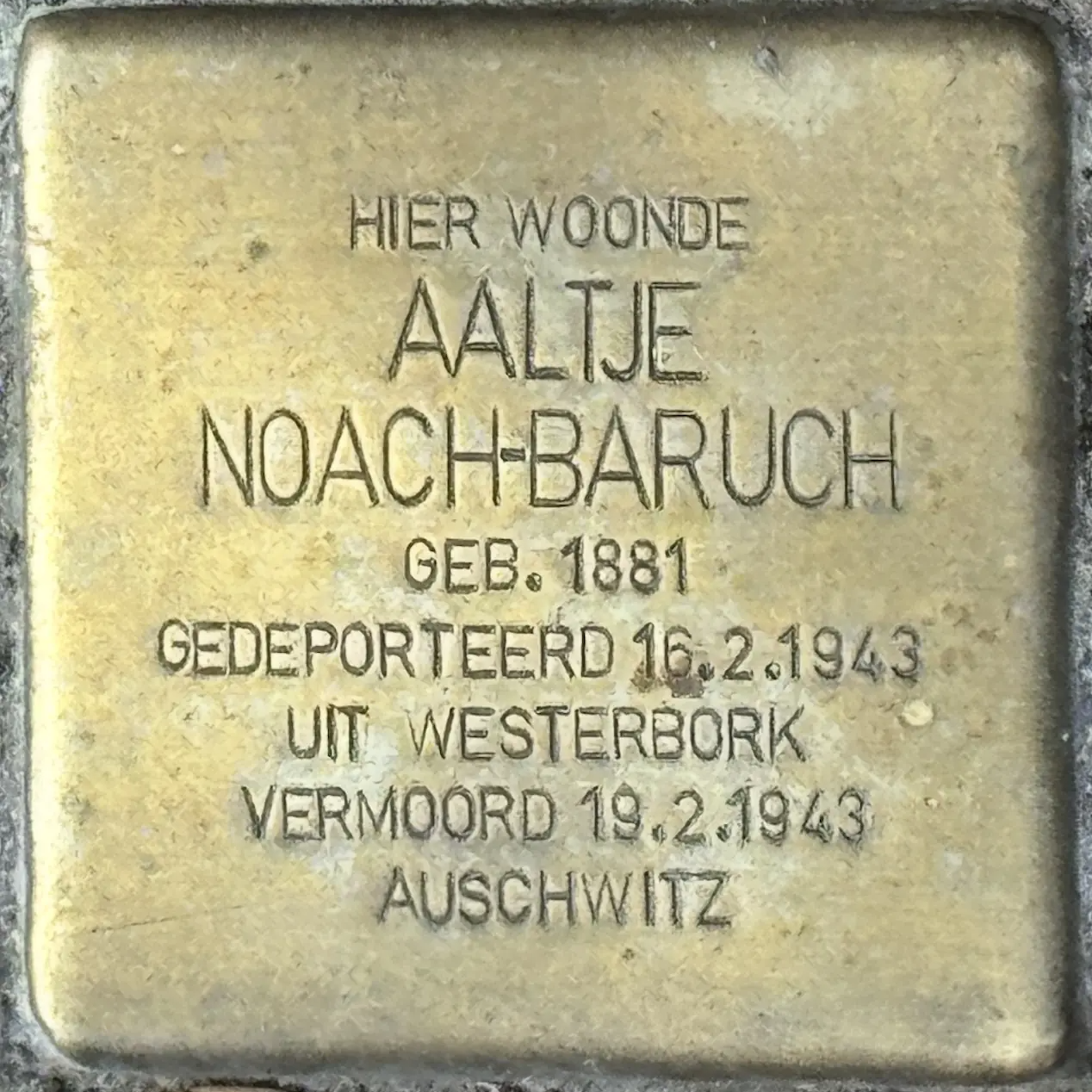 Struikelsteen voor Aaltje Noach-Baruch